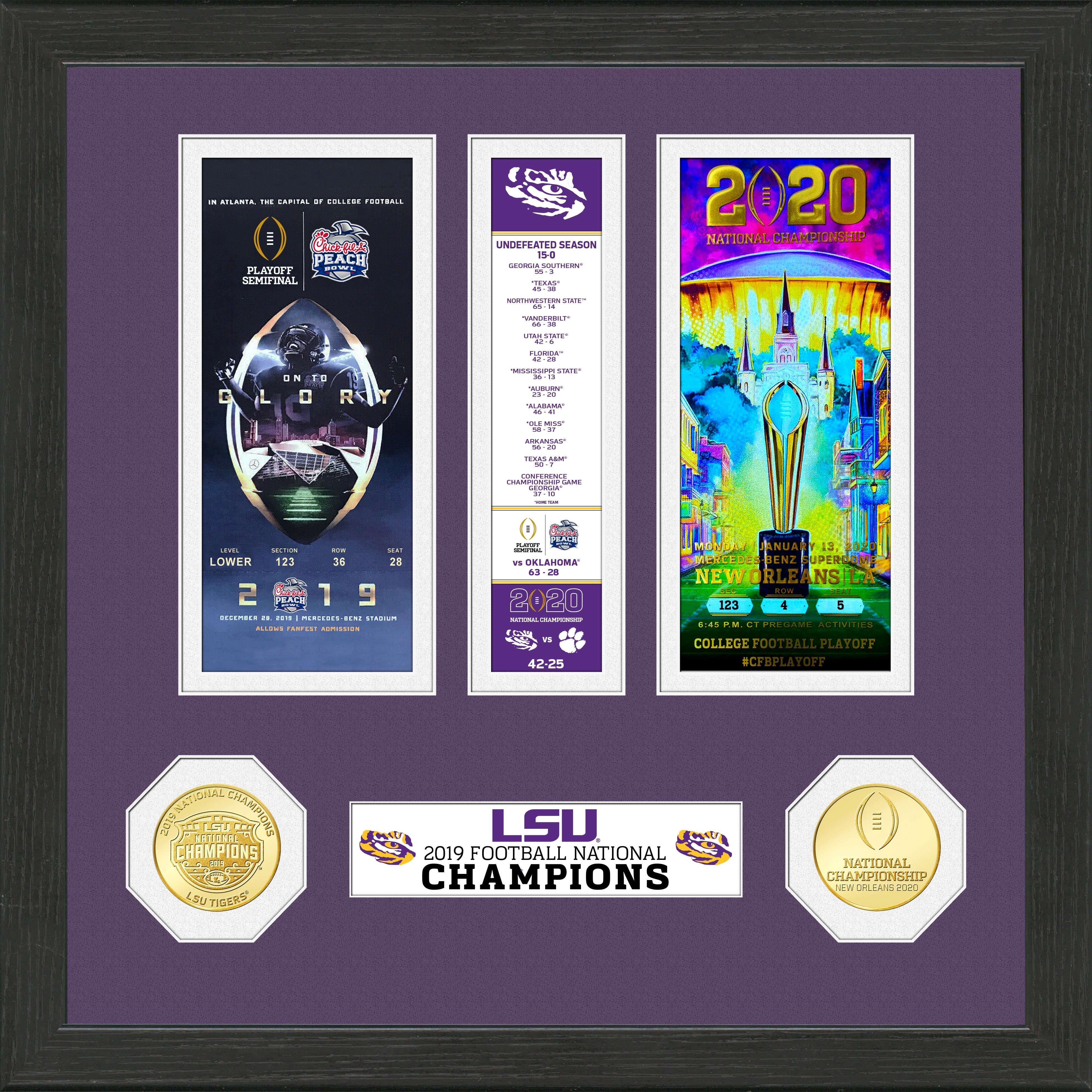 Louisiana State University 2019 Football National Champions Ticket Collection