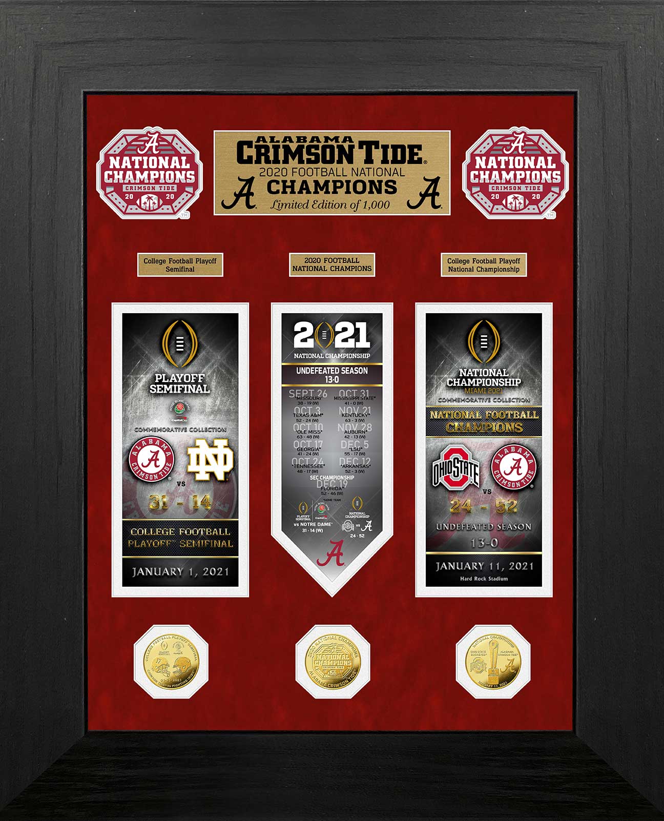 Alabama Crimson Tide 2020/21 Football National Champions Deluxe Gold Coin Road to The Championship Photo Mint