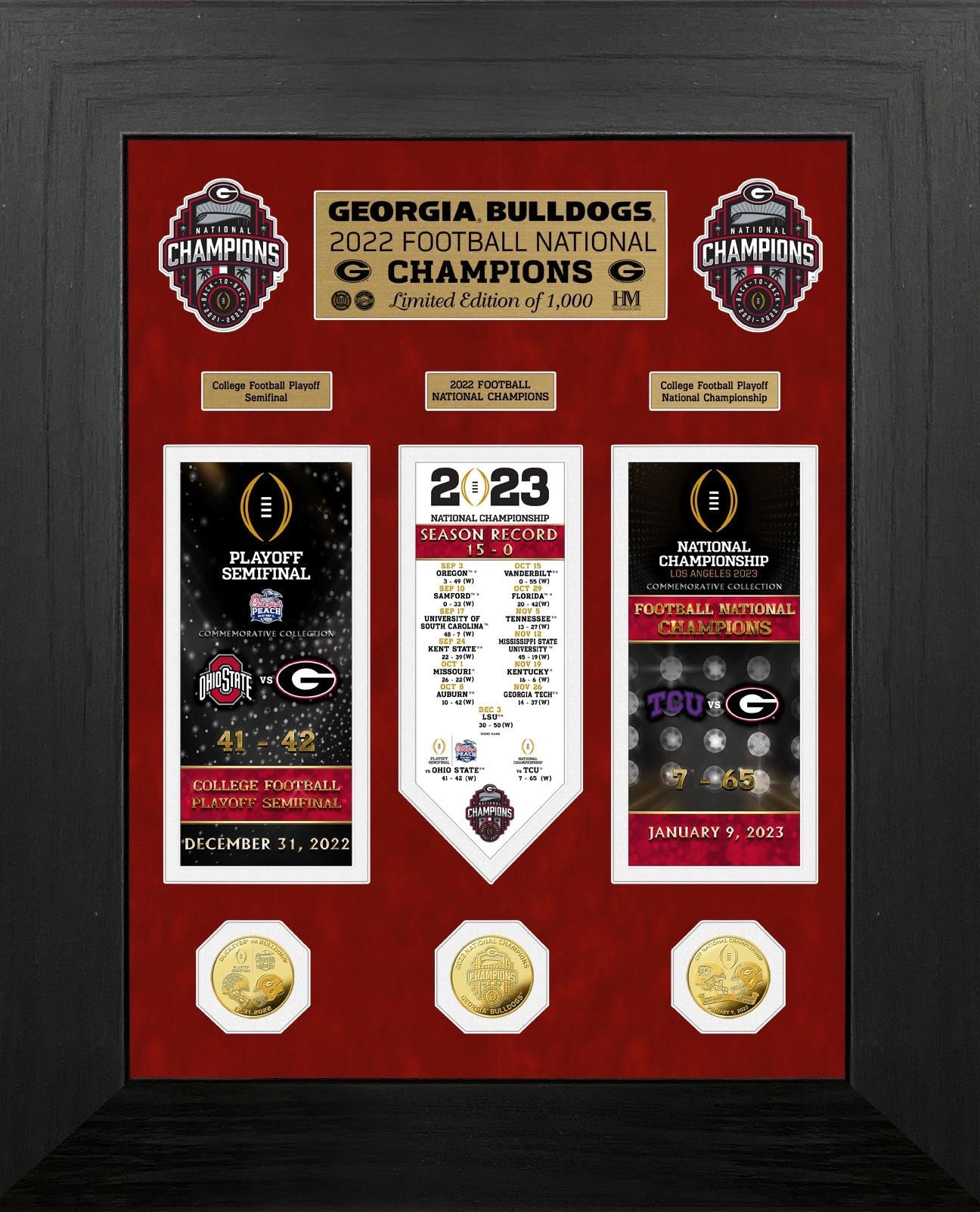 Georgia Bulldogs 2022 Road to the Championship Deluxe Ticket & Gold Coin Photo Mint
