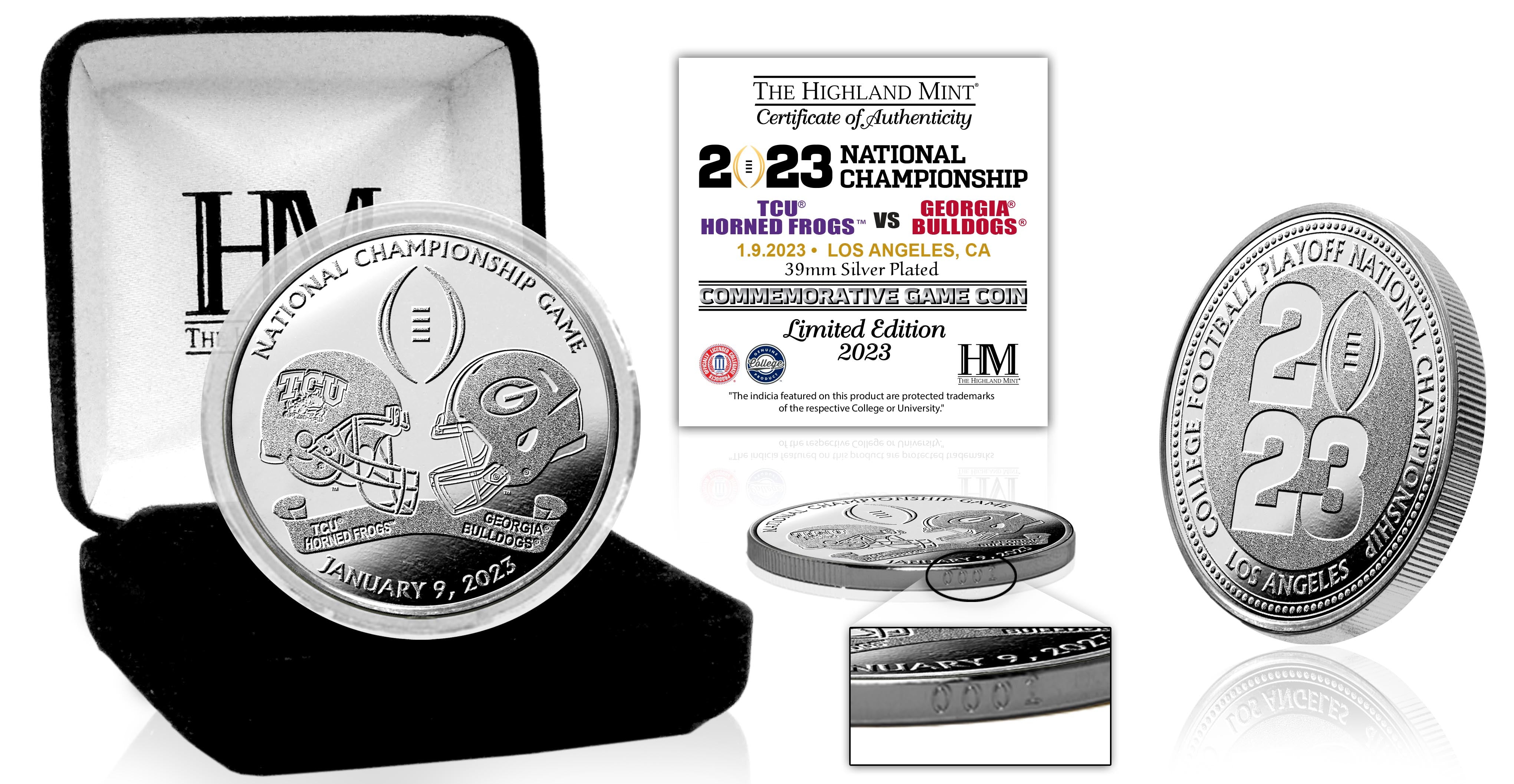 Georgia Bulldogs vs TCU Horned Frogs 2023 CFP National Championship Silver Game Coin