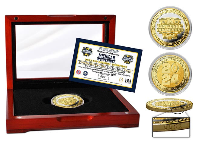 Michigan Wolverines 2023 CFP National Champions Gold & Silver Two Tone Coin