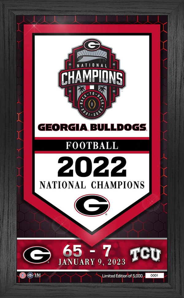 Georgia Bulldogs 2022 Football National Championship Banner Frame