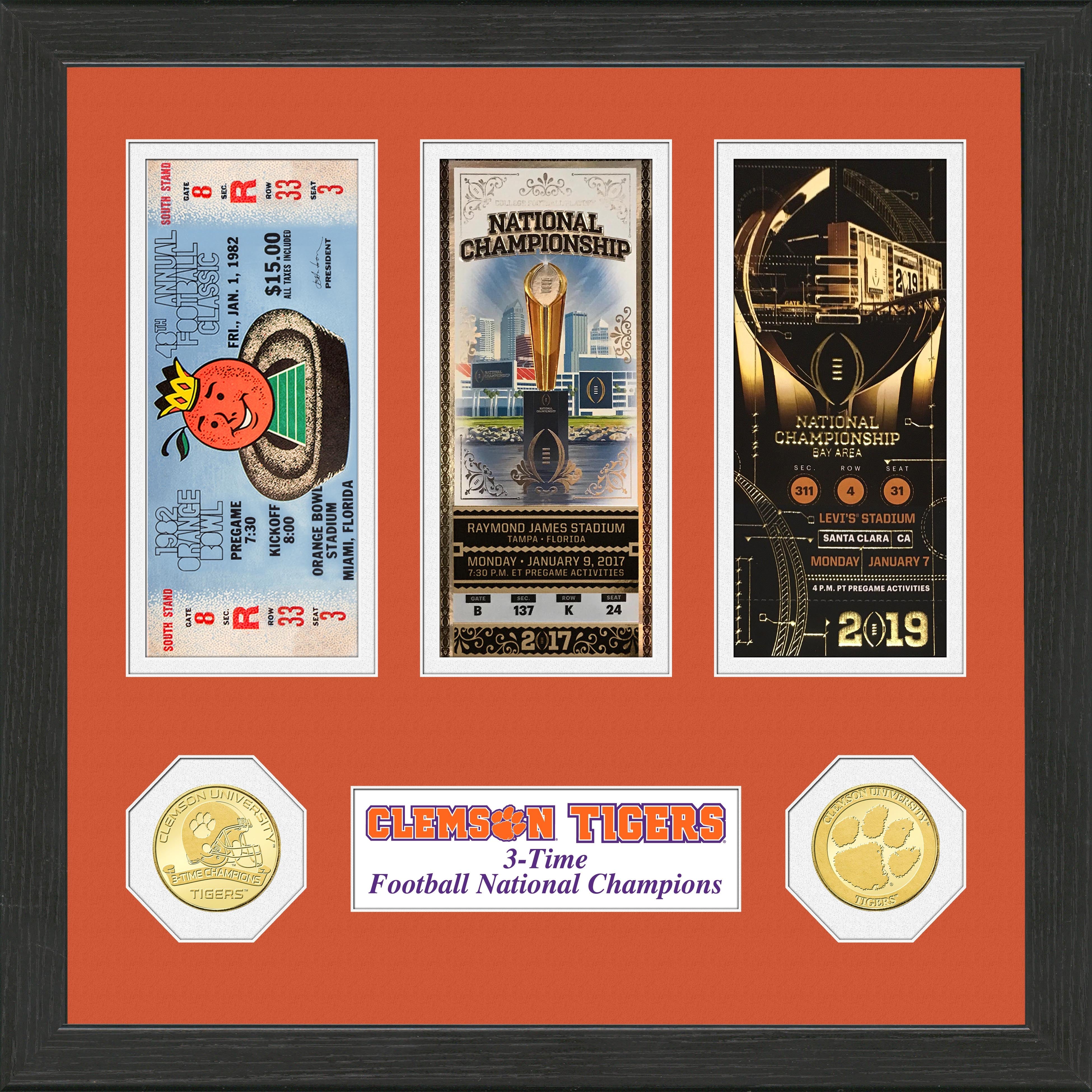 Clemson Tigers 2018 Football 3-Time National Champions Ticket Collection