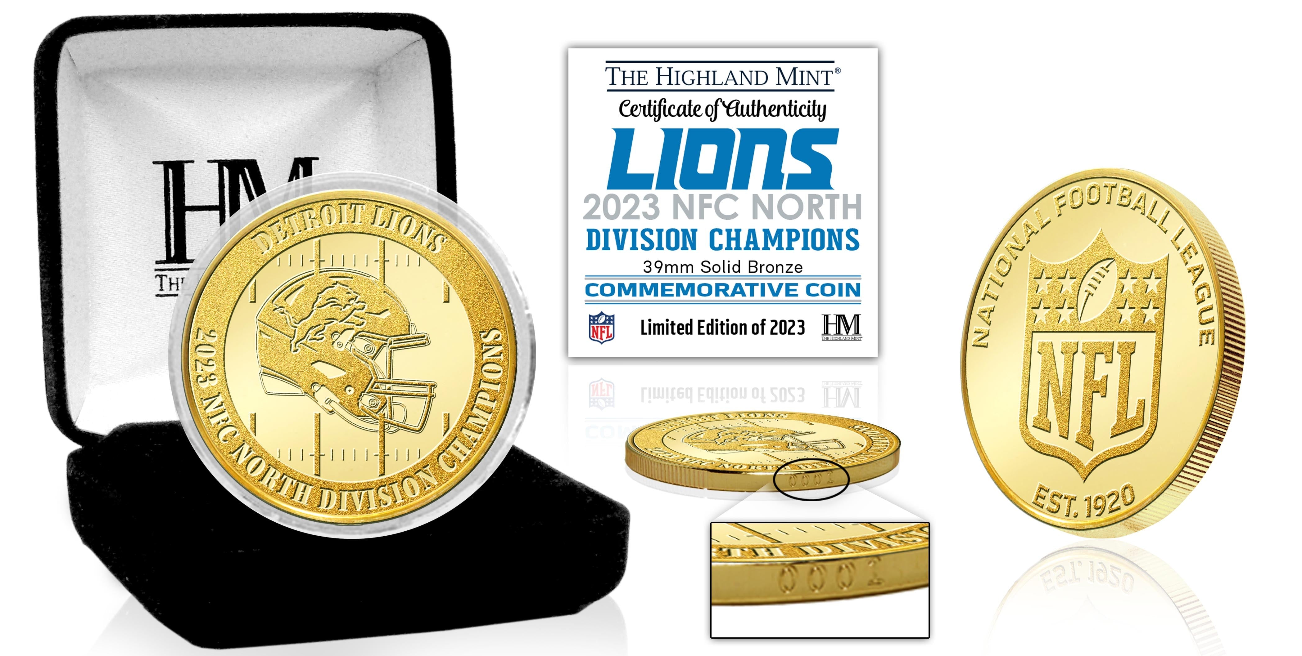 Detroit Lions 2023 NFC North Division Champions Bronze Coin