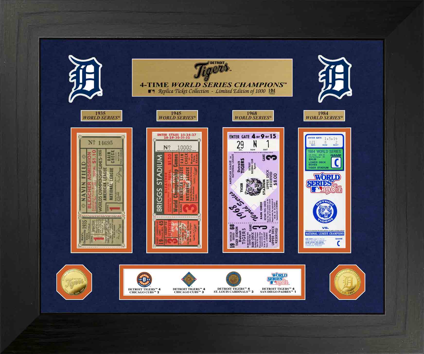 Detroit Tigers World Series Deluxe Gold Coin & Ticket Collection