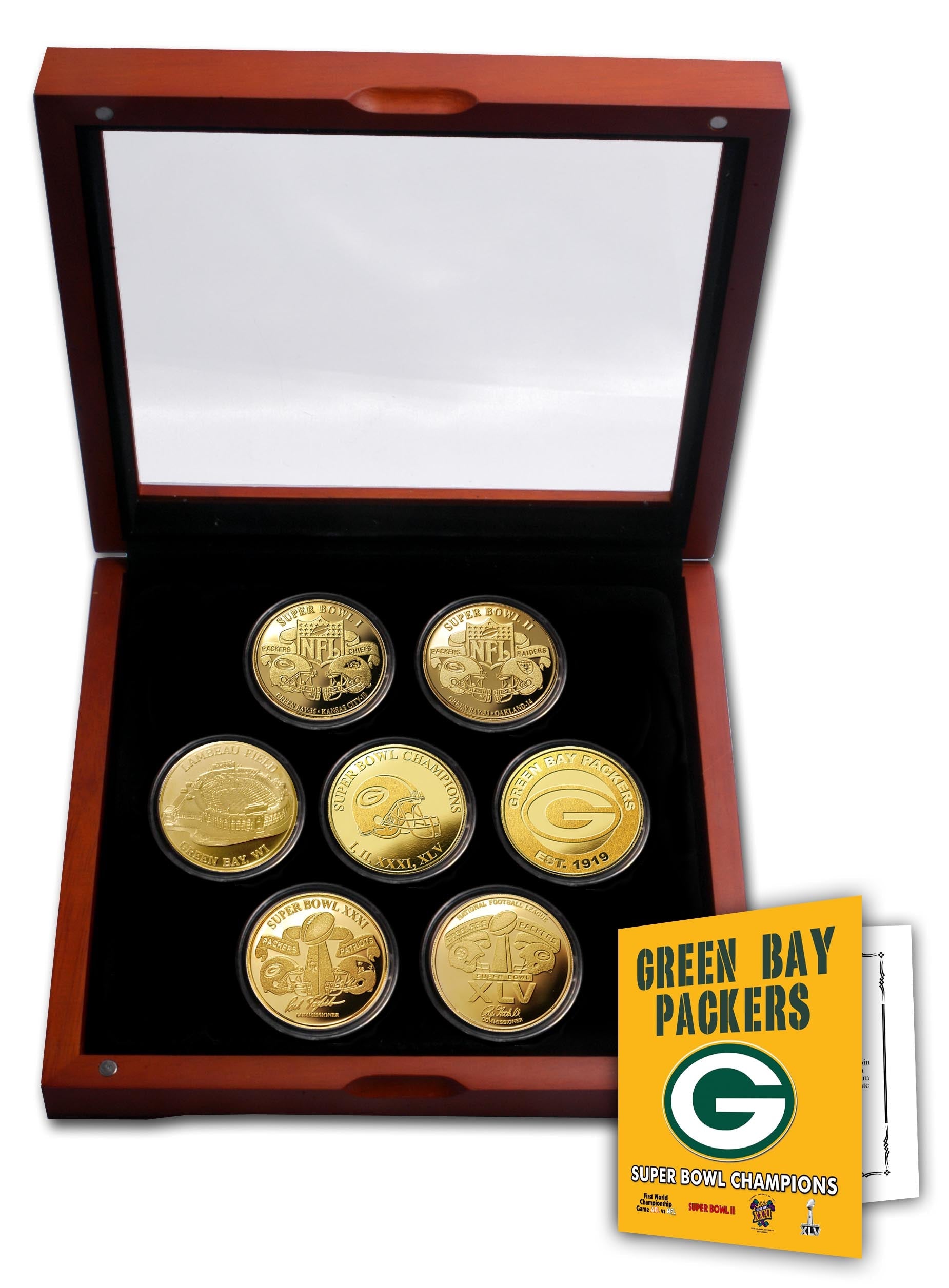 Green Bay Packers Super Bowl Champions Gold 7 Coin Set