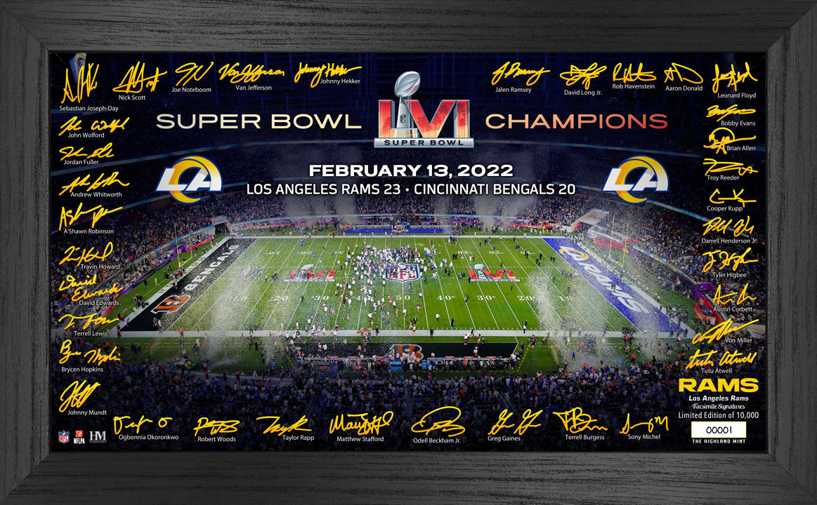Los Angeles Rams Super Bowl 56 Champions Signature Gridiron Frame