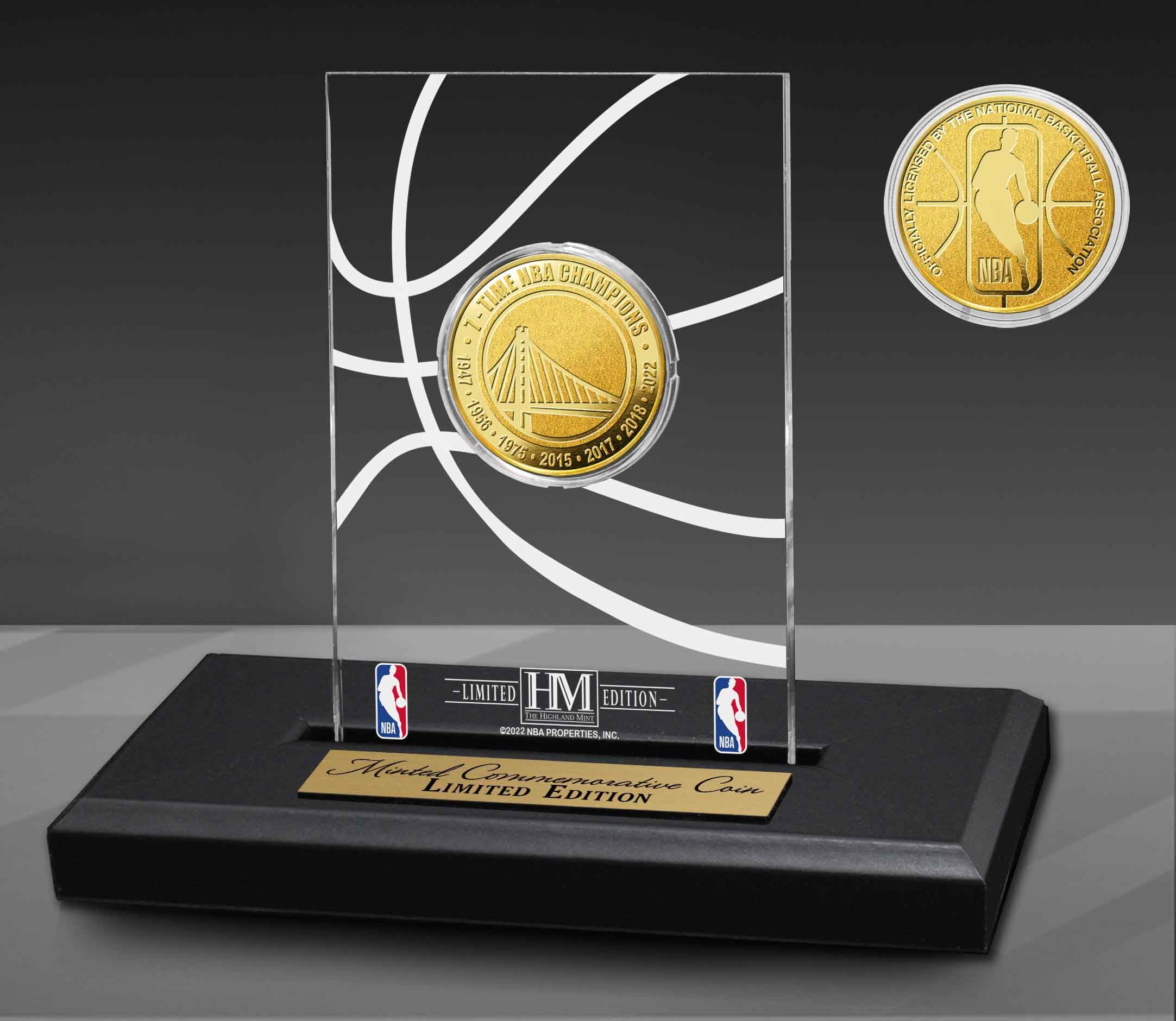 Golden State Warriors 7-Time Champions Gold Coin Acrylic Desk Top
