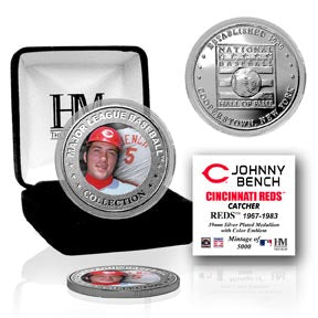 Johnny Bench Baseball Hall of Fame Silver Color Coin