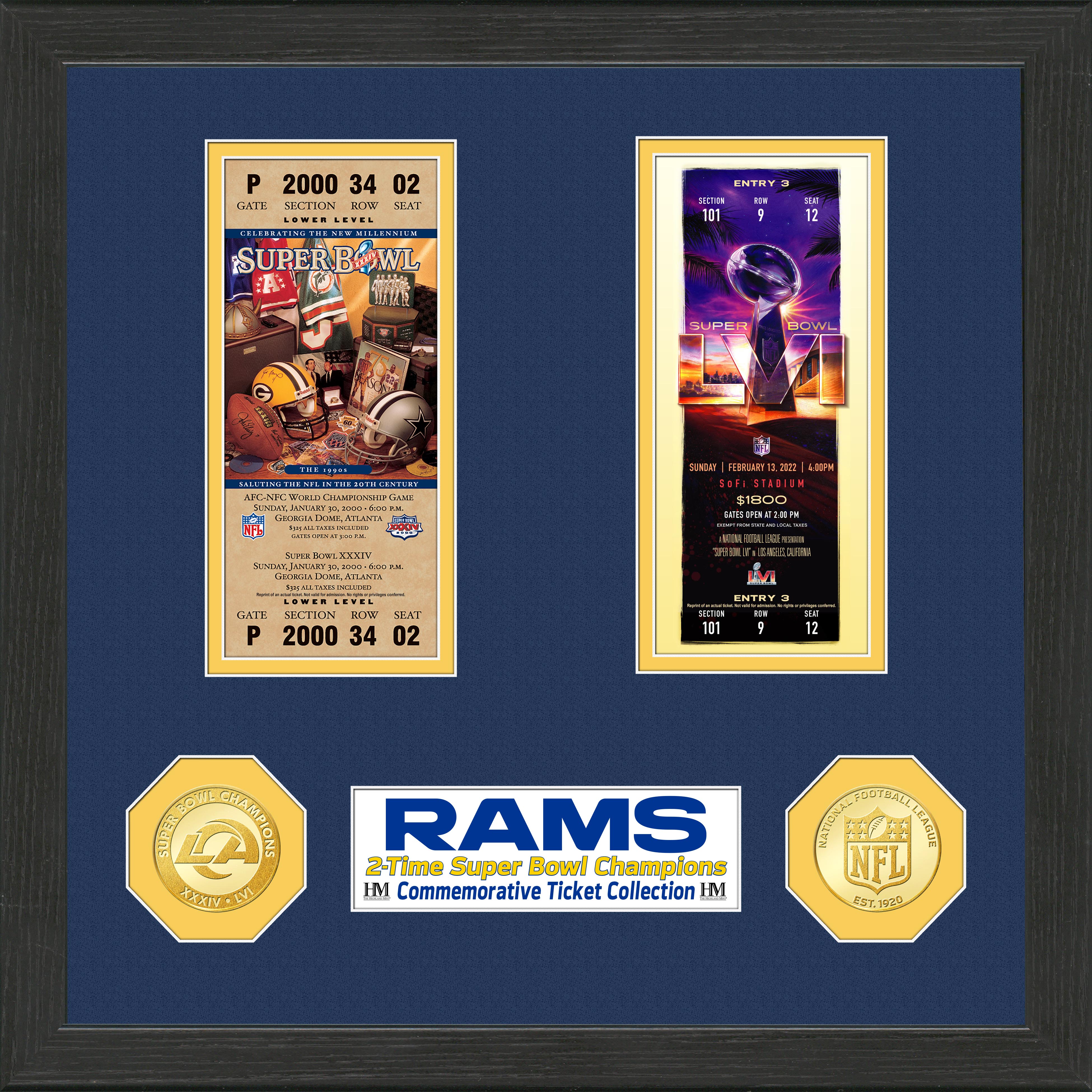 Los Angeles Rams Super Bowl 56 Champions Ticket and Bronze Coin Collection