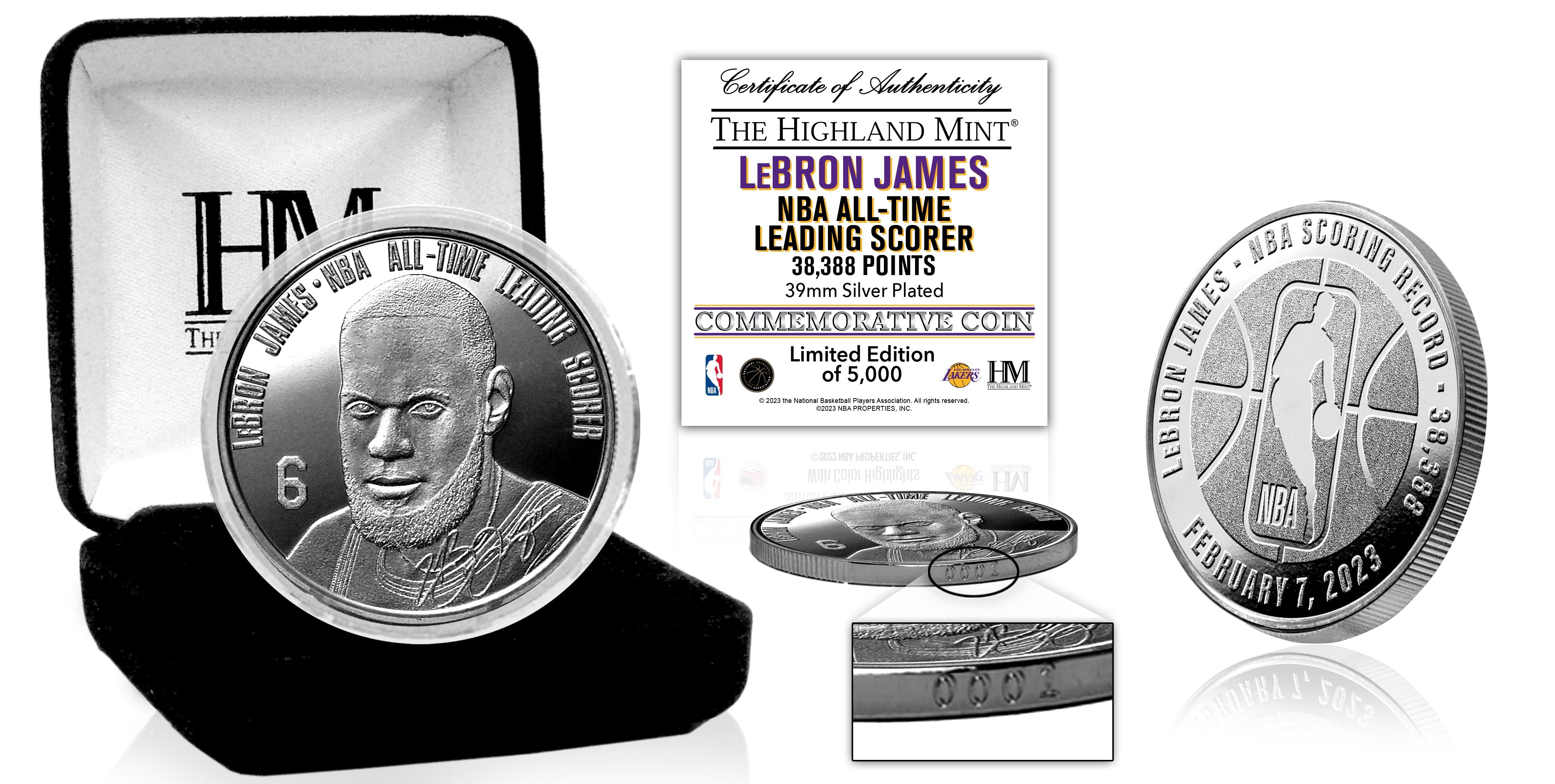 LeBron James Los Angeles Lakers NBA All-Time Leading Scorer Silver Coin