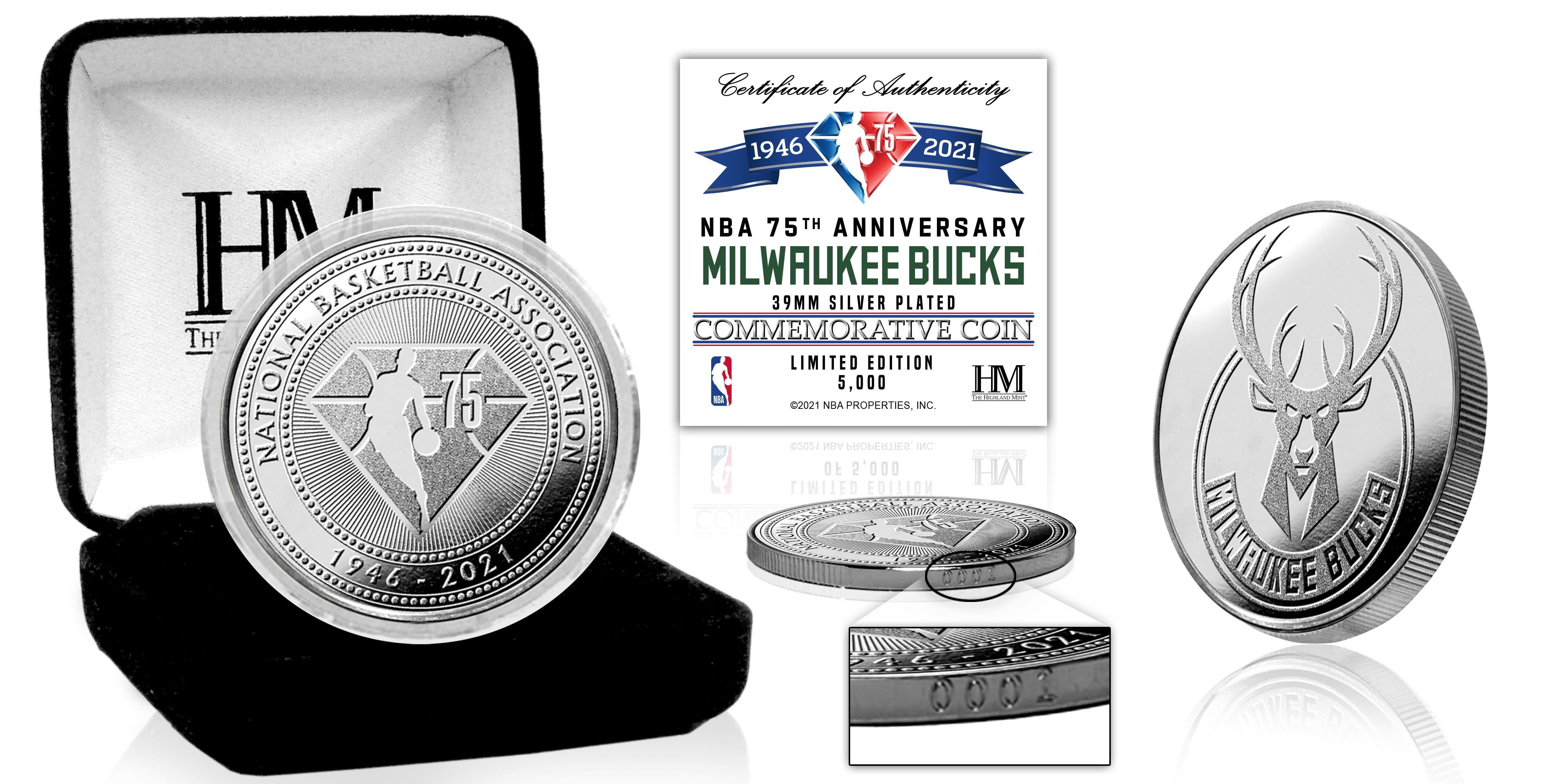 Milwaukee Bucks NBA 75th Anniversary Silver Mint Coin