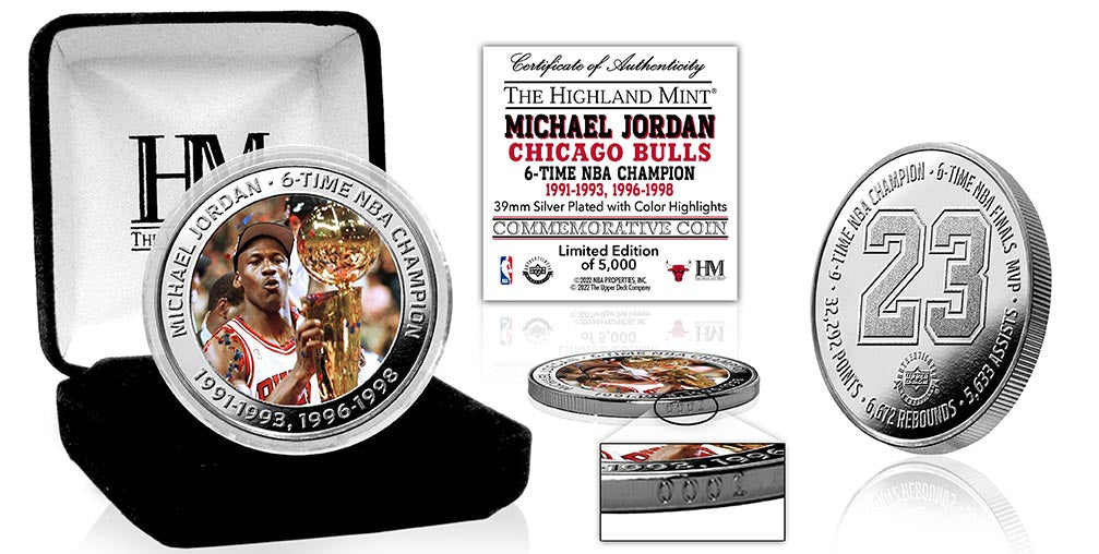 Michael Jordan 6 Time NBA Champion Silver Mint Coin