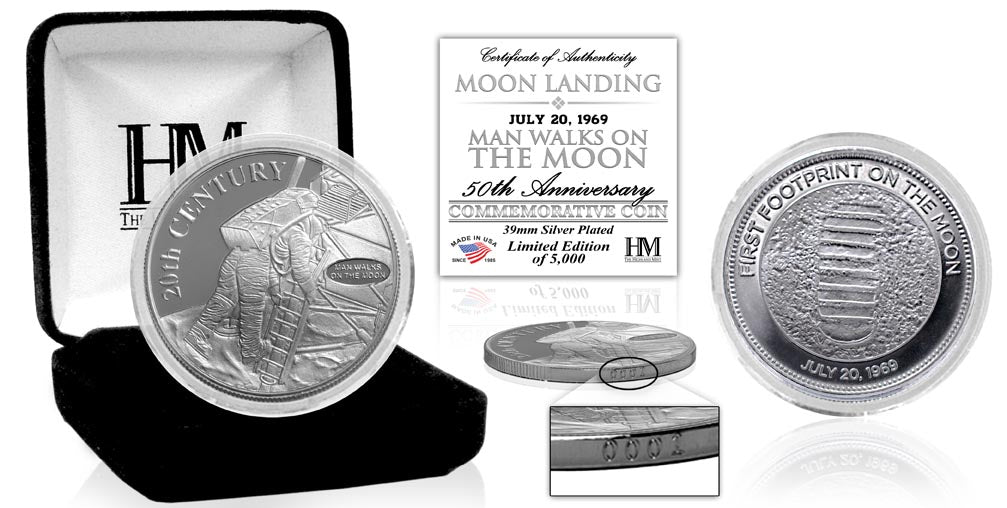 Moon Landing "Man Walks on the Moon" Silver Mint Coin