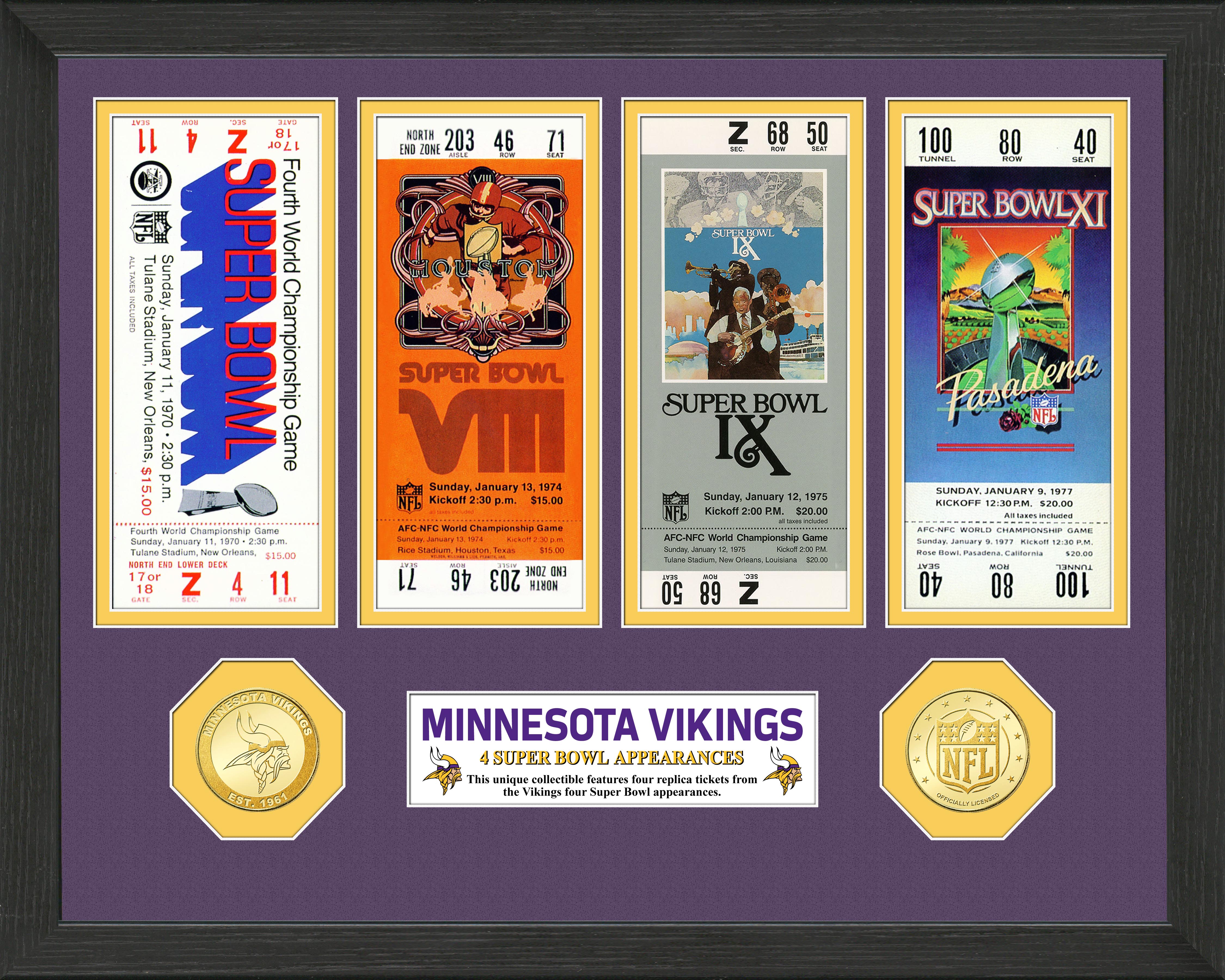 Minnesota Vikings Super Bowl Appearances Ticket Collection