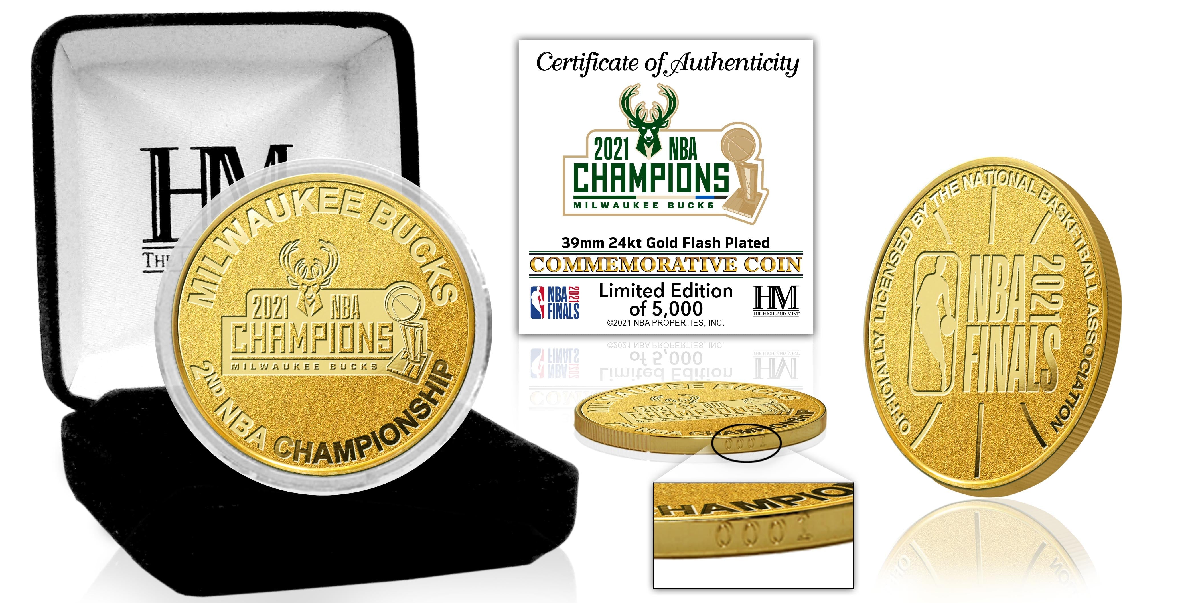 Milwaukee Bucks 2021 NBA Finals Champions Gold Mint Coin