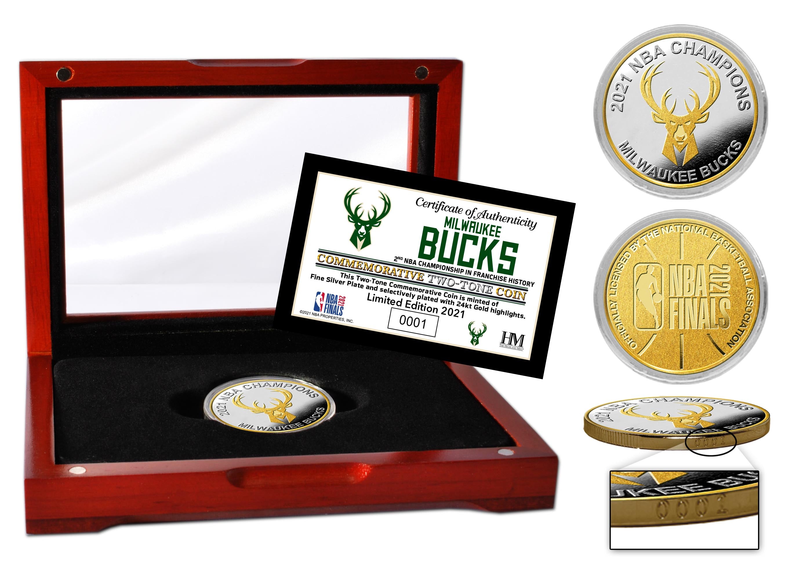 Milwaukee Bucks 2021 NBA Finals Champions Two-Tone Mint Coin