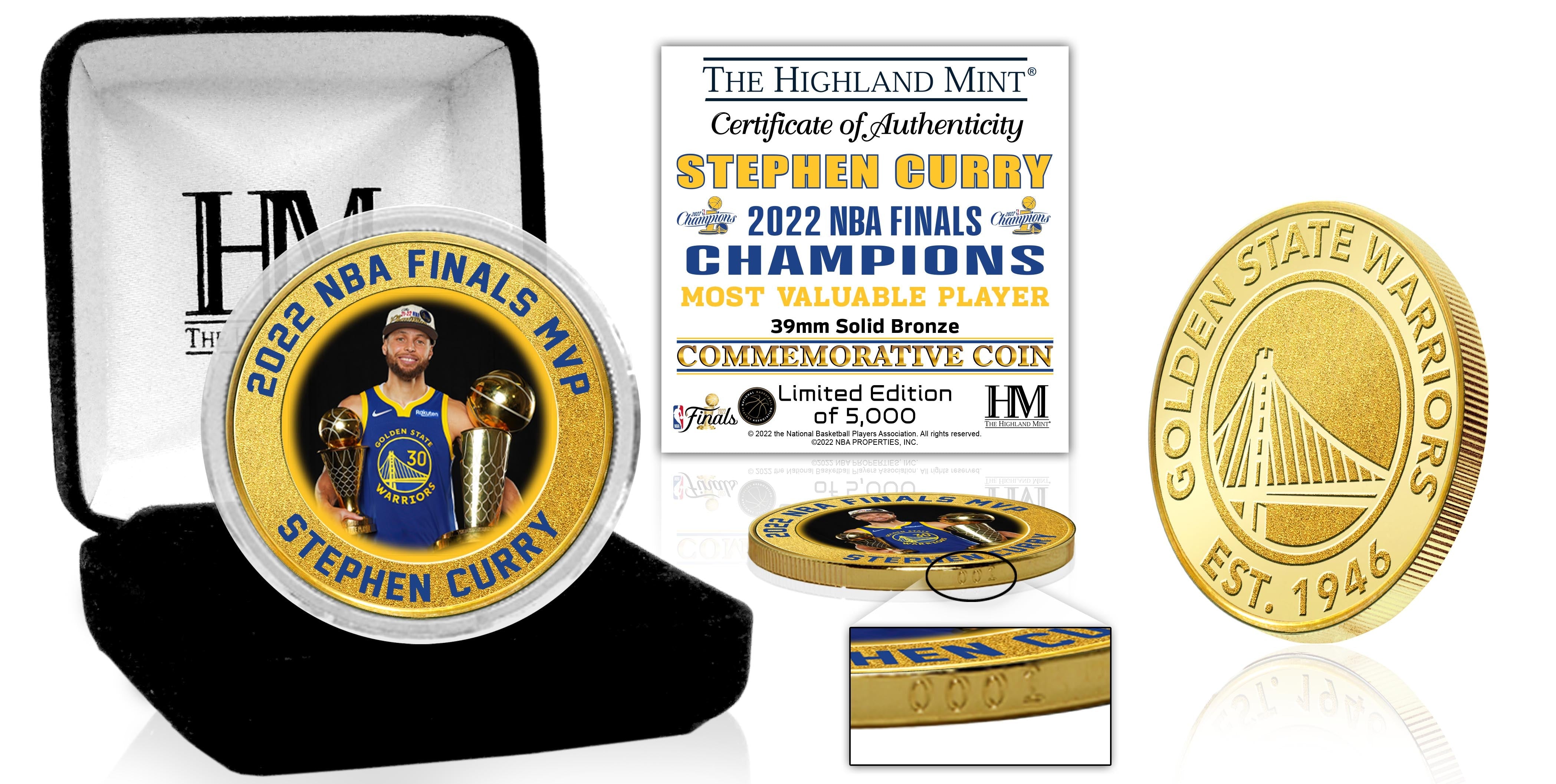 Golden State Warriors Steph Curry 2022 NBA Finals MVP Bronze Mint Color Coin