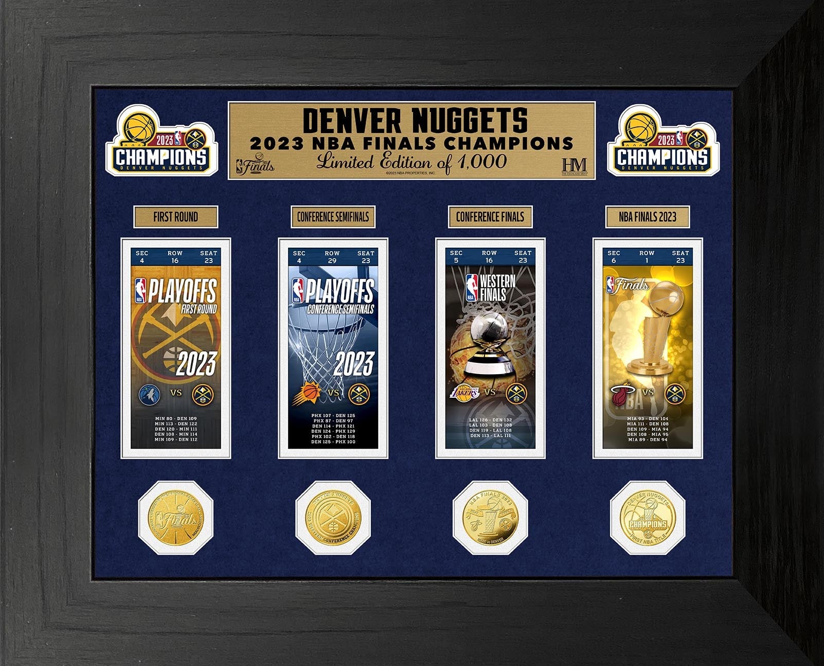 Denver Nuggets 2023 NBA Champions Deluxe Ticket Photo Mint