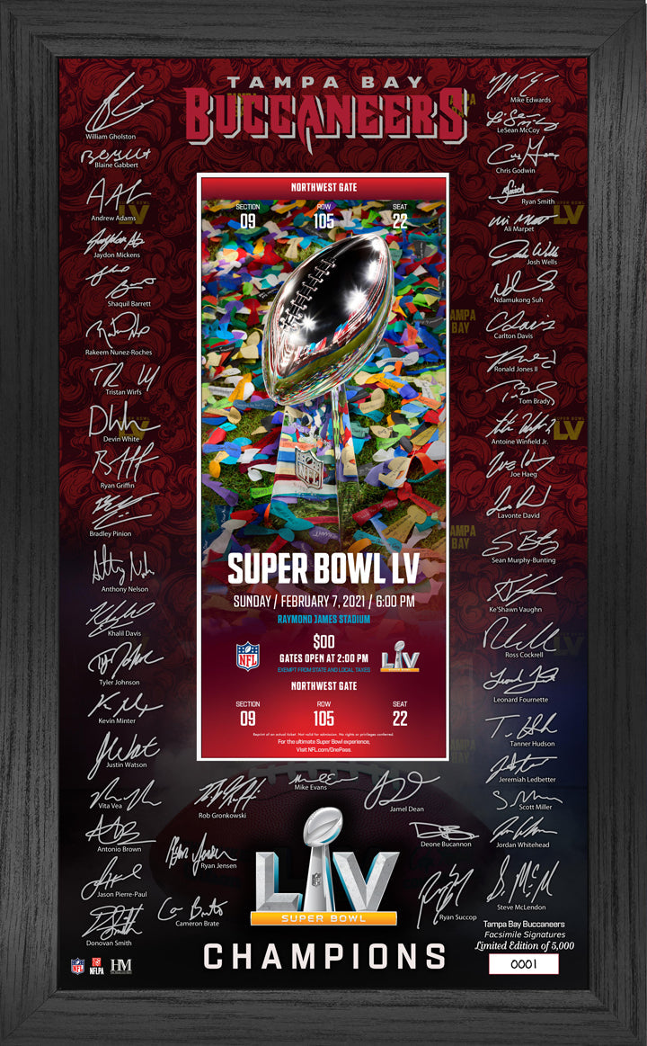 Tampa Bay Buccaneers Super Bowl 55 Champs Signature Ticket