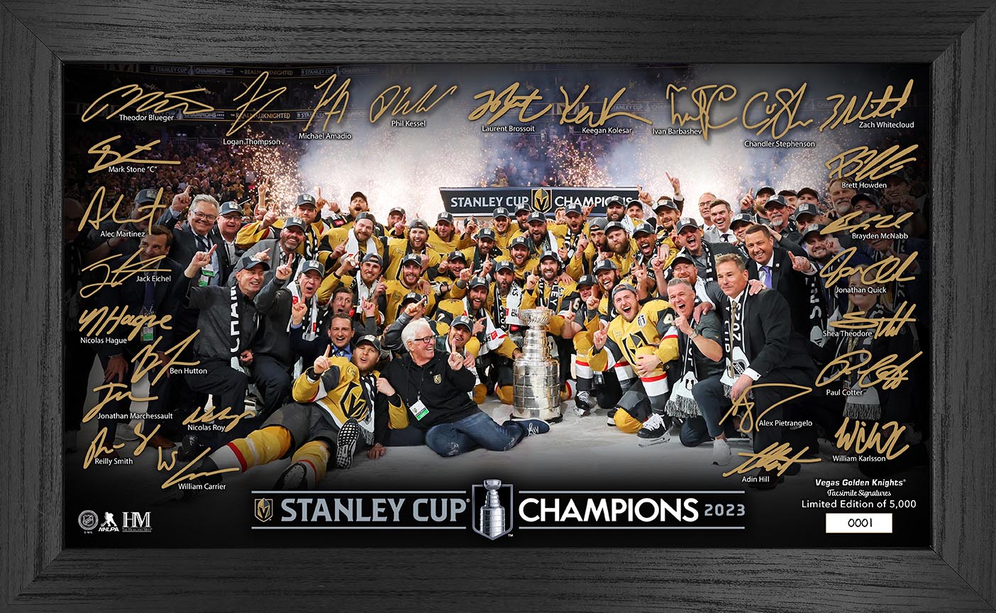 Vegas Golden Knights 2023 NHL Stanley Cup Champions Signature Pano Frame