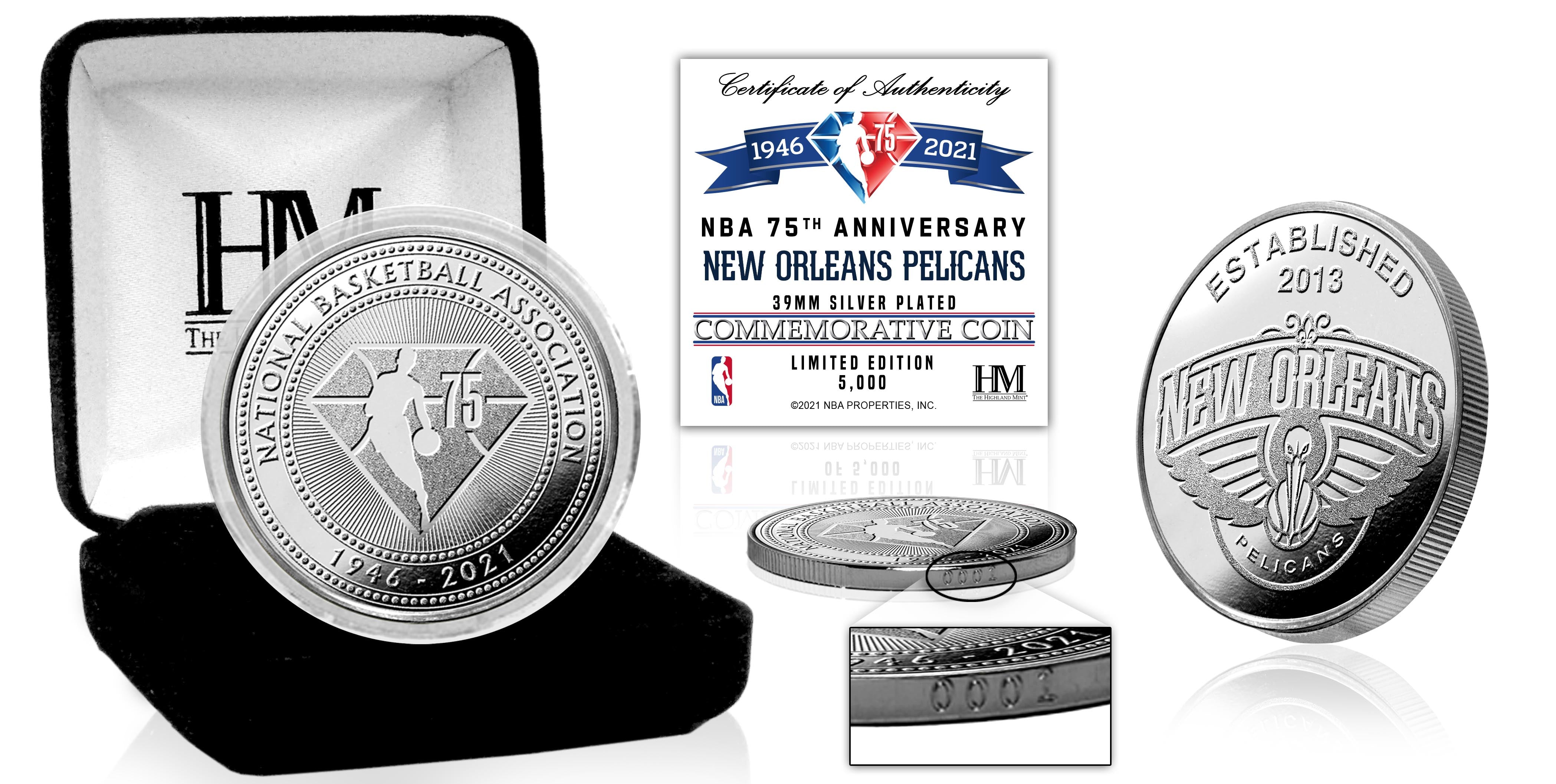 New Orleans Pelicans NBA 75th Anniversary Silver Mint Coin