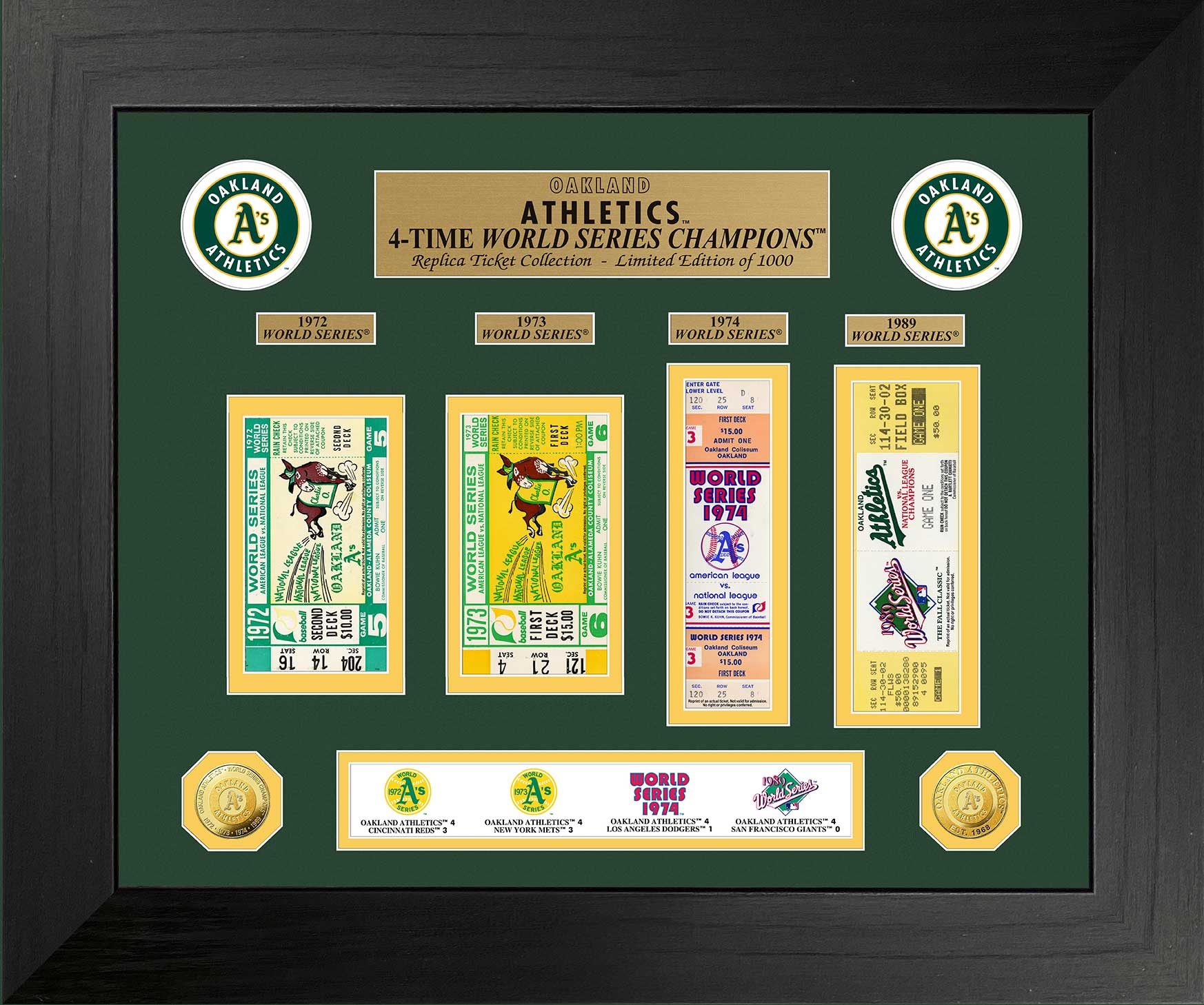 Oakland Athletics World Series Deluxe Gold Coin & Ticket Collection