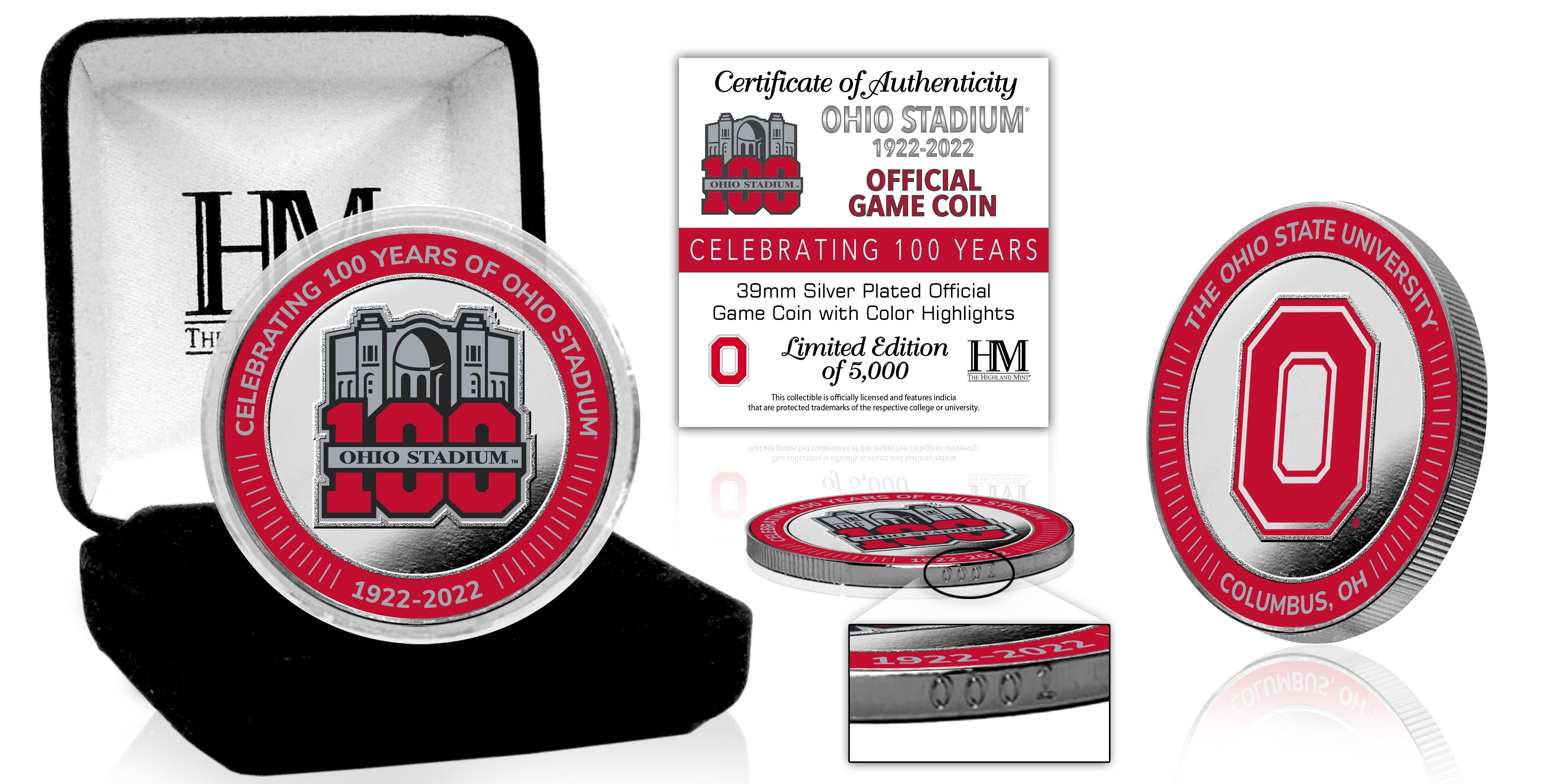 Ohio State 100 Years Stadium Color Silver Mint Coin