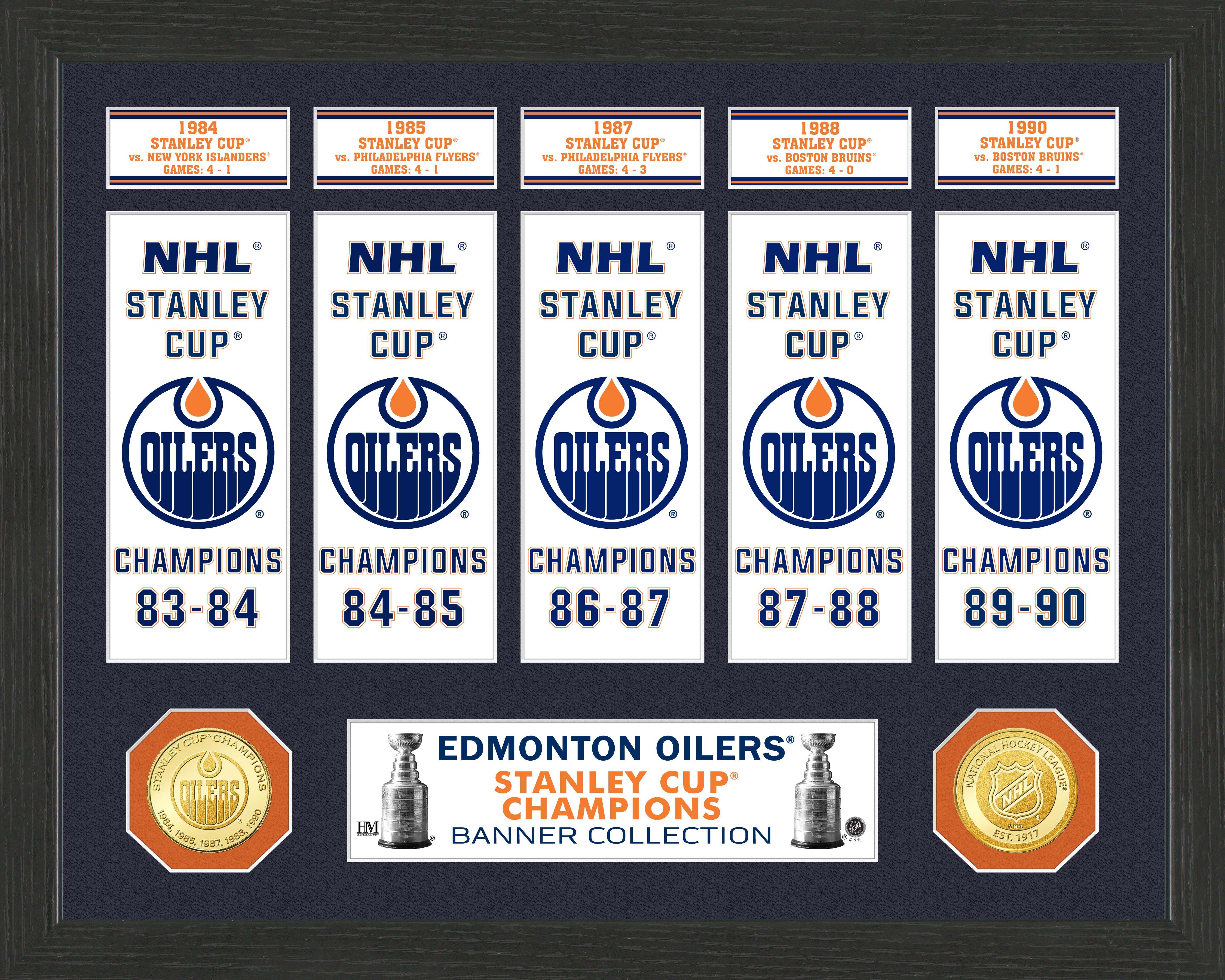 Edmonton Oilers Stanley Cup Banner Collection Photo Mint