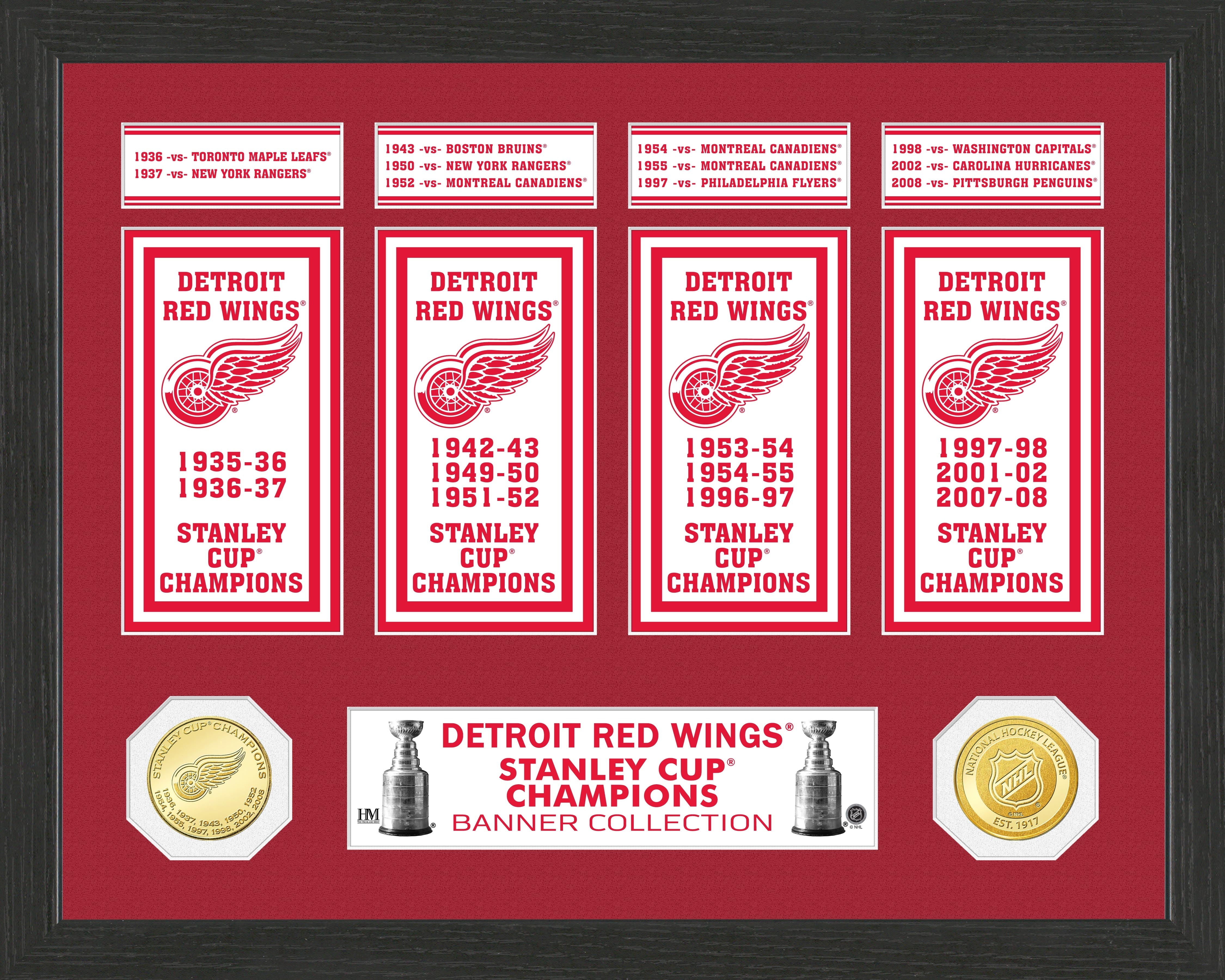 Detroit Redwings Stanley Cup Banner Collection Photo Mint