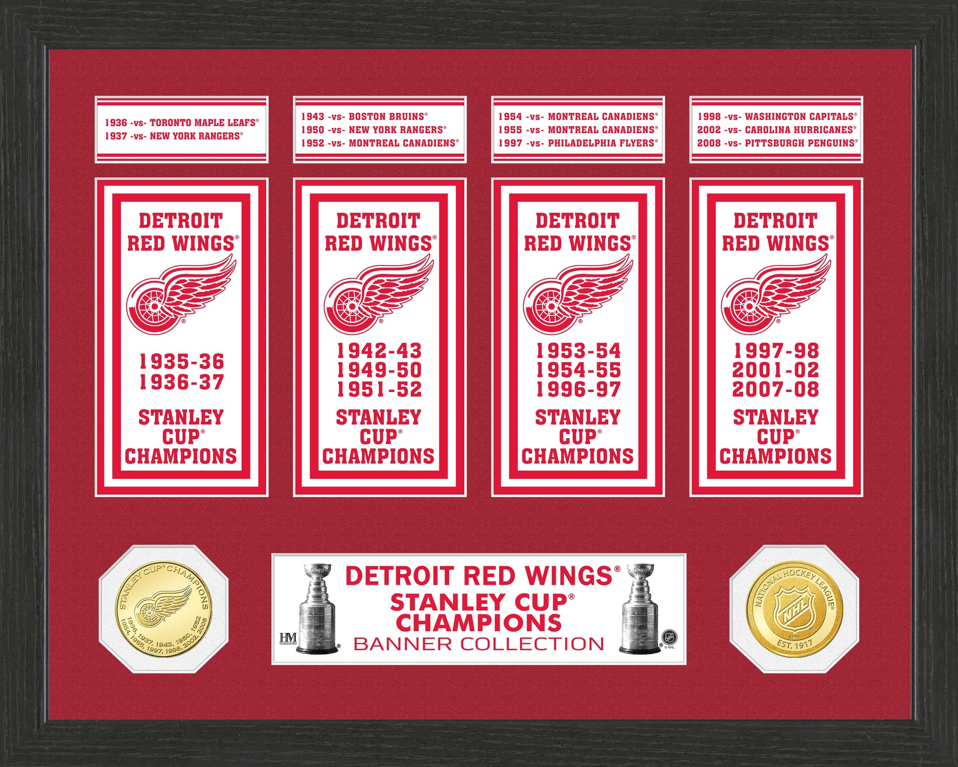 Detroit Redwings Stanley Cup Banner Collection Photo Mint