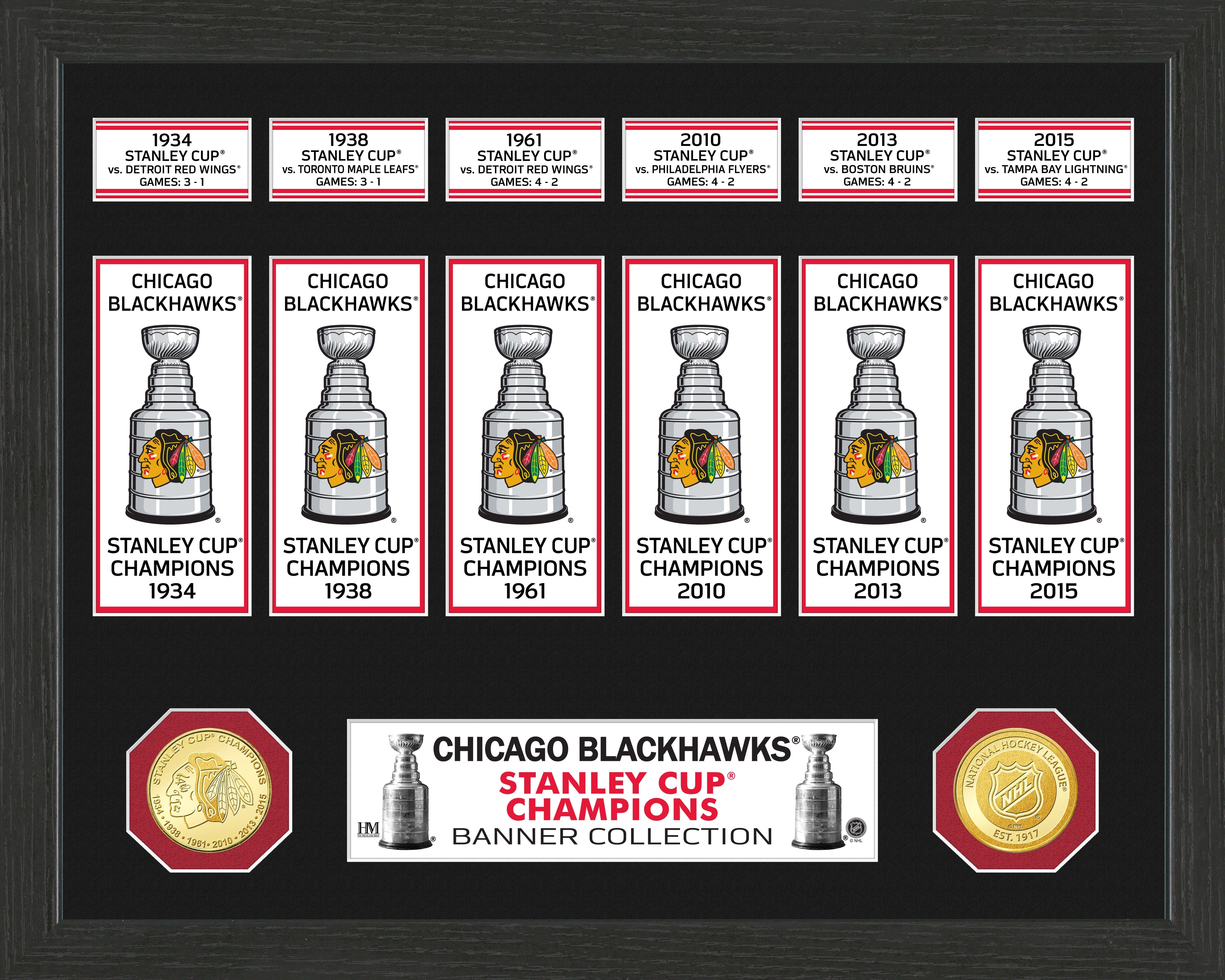 Chicago Blackhawks Stanley Cup Banner Collection Photo Mint