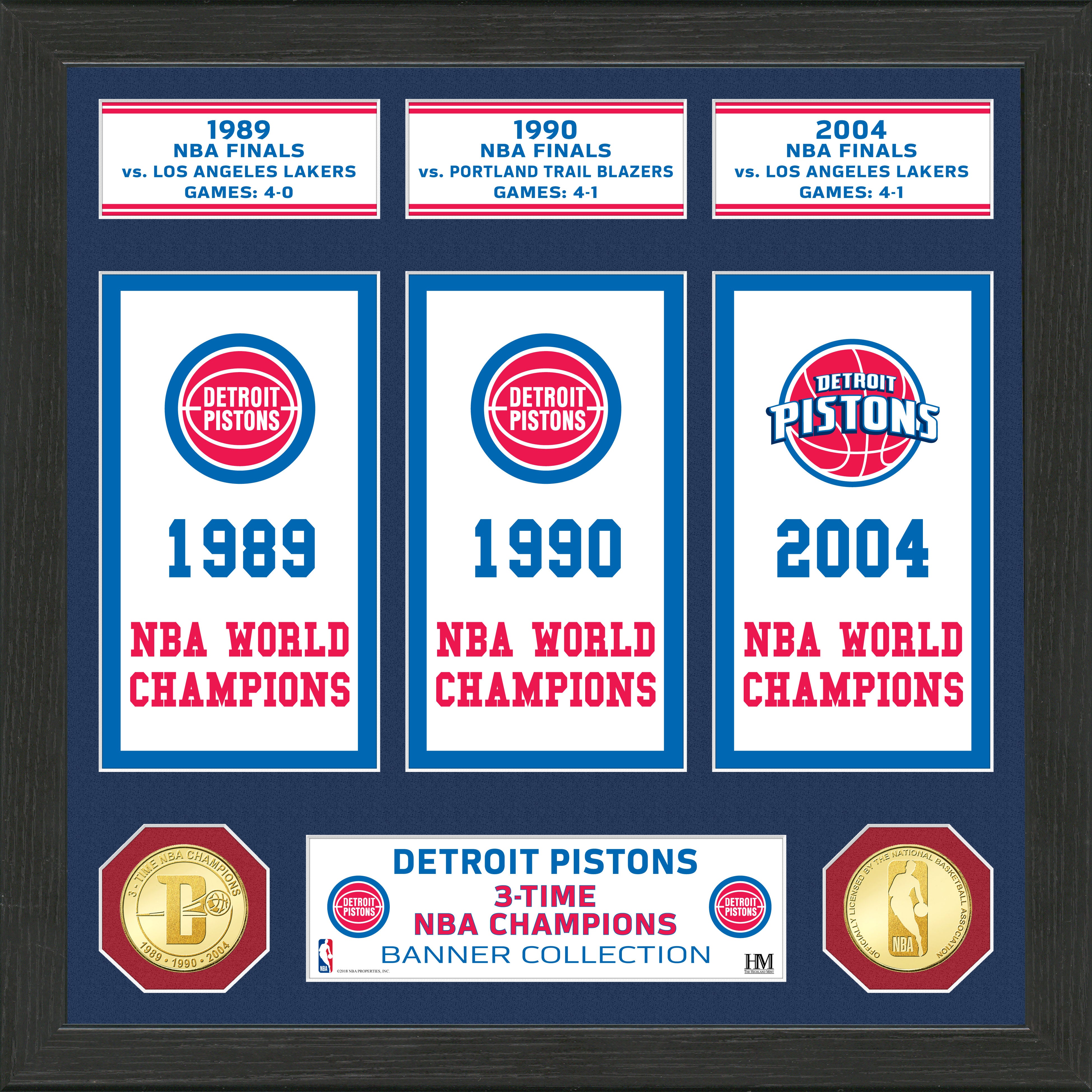 Detroit Pistons "Banner" Bronze Coin Photo Mint