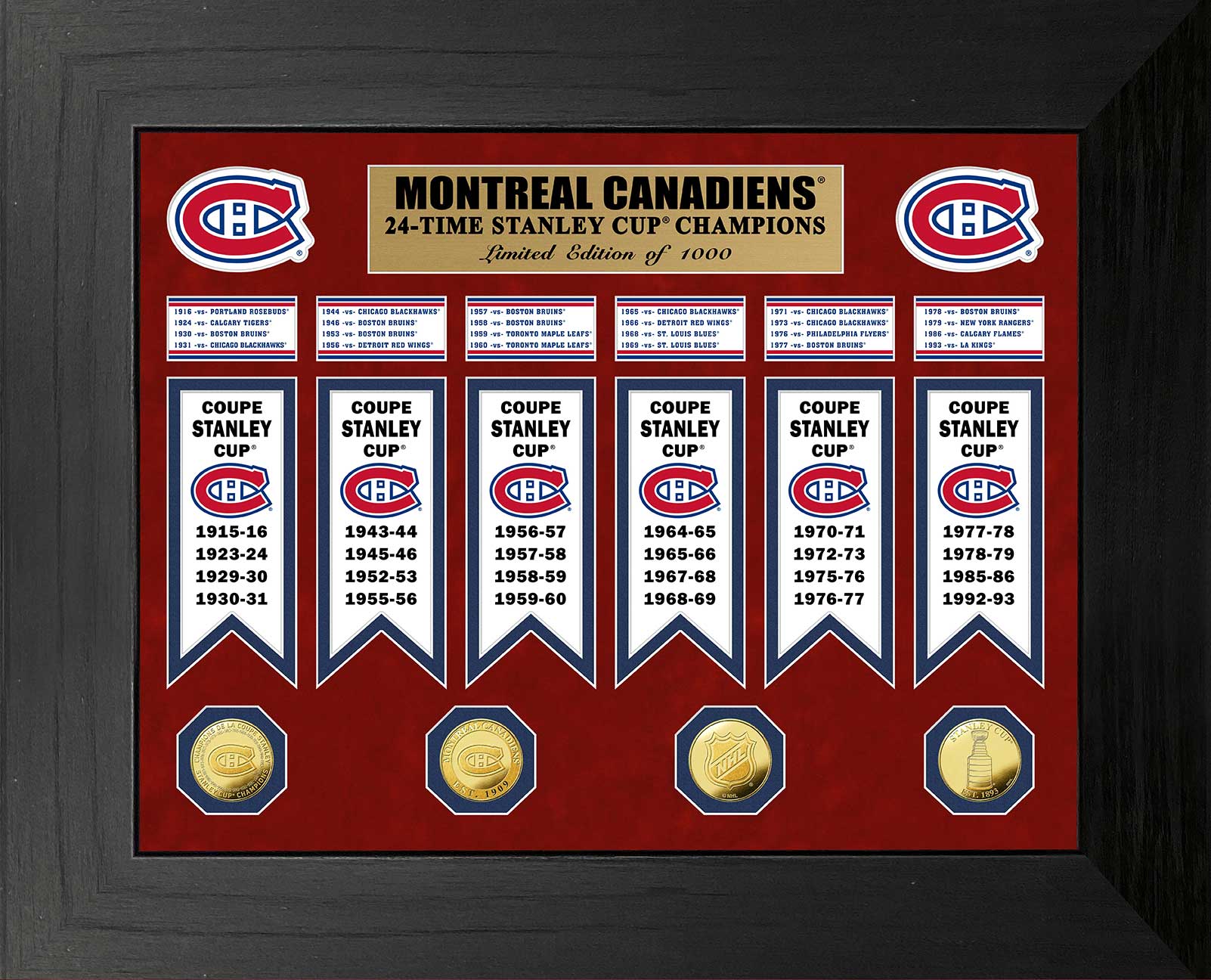 Montreal Canadiens 24-Time Stanley Cup Champions Deluxe Gold Coin & Banner Collection