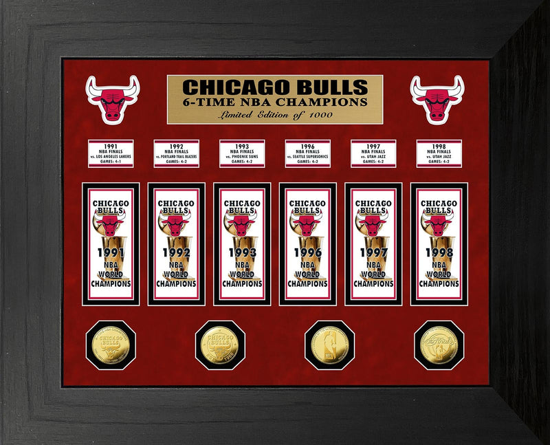 Chicago Bulls 6-Time NBA Champions Deluxe Gold Coin & Banner Collection