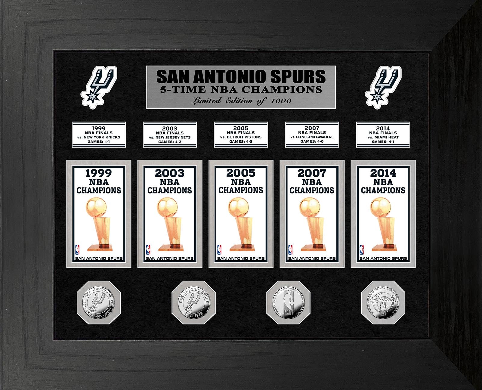 San Antonio Spurs 5-Time NBA Champions Deluxe Silver Coin & Banner Collection