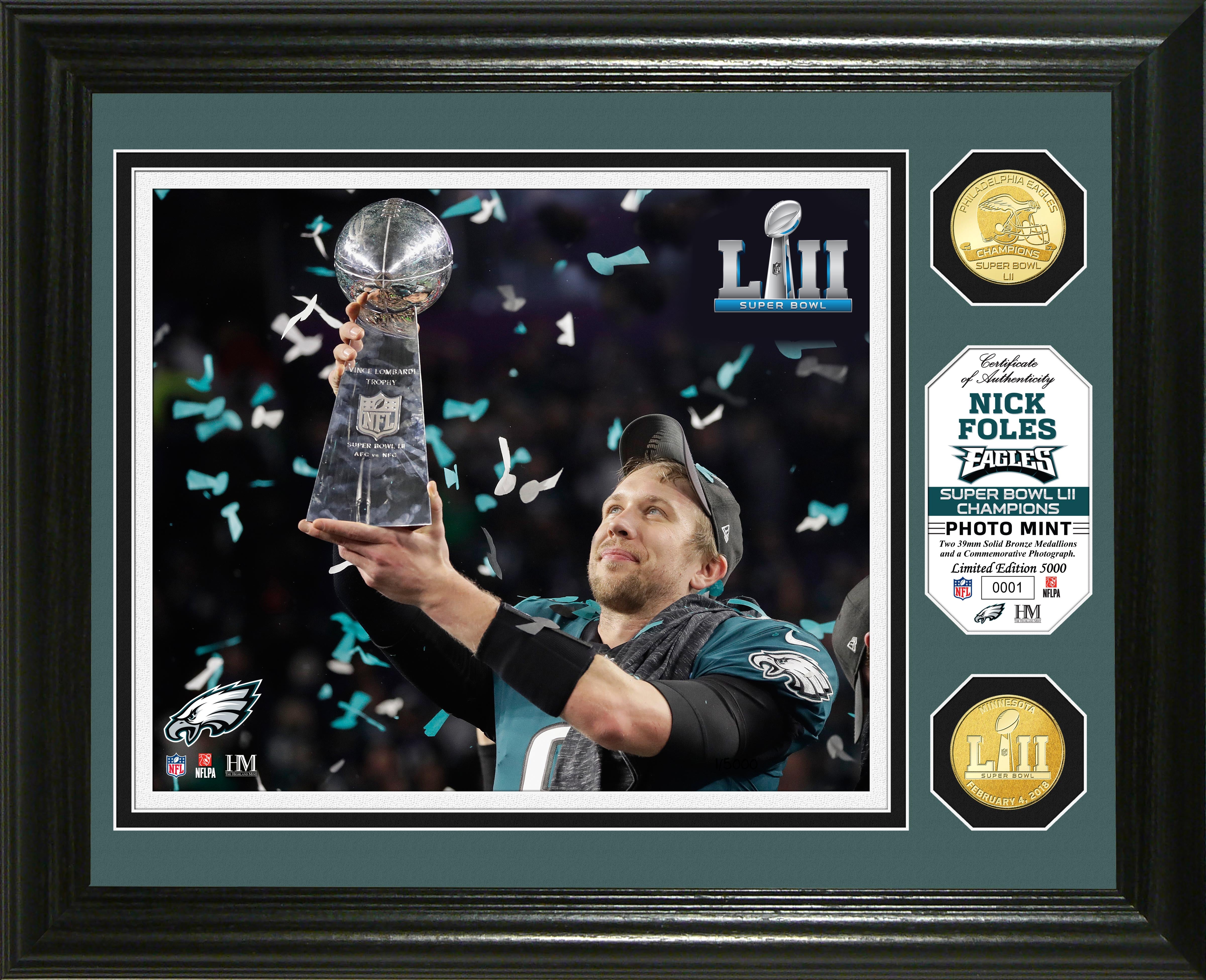 Nick Foles Super Bowl 52 Champion Trophy Bronze Coin Photo Mint