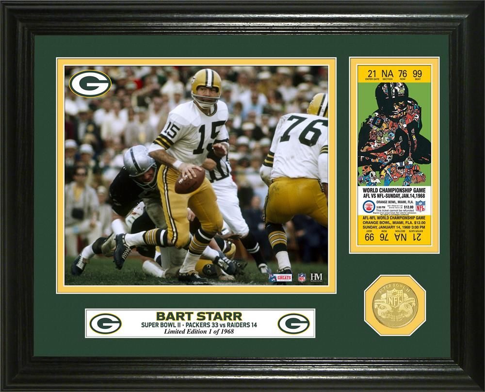 Bart Starr Super Bowl 2 Champion Ticket Bronze Coin Photo Mint