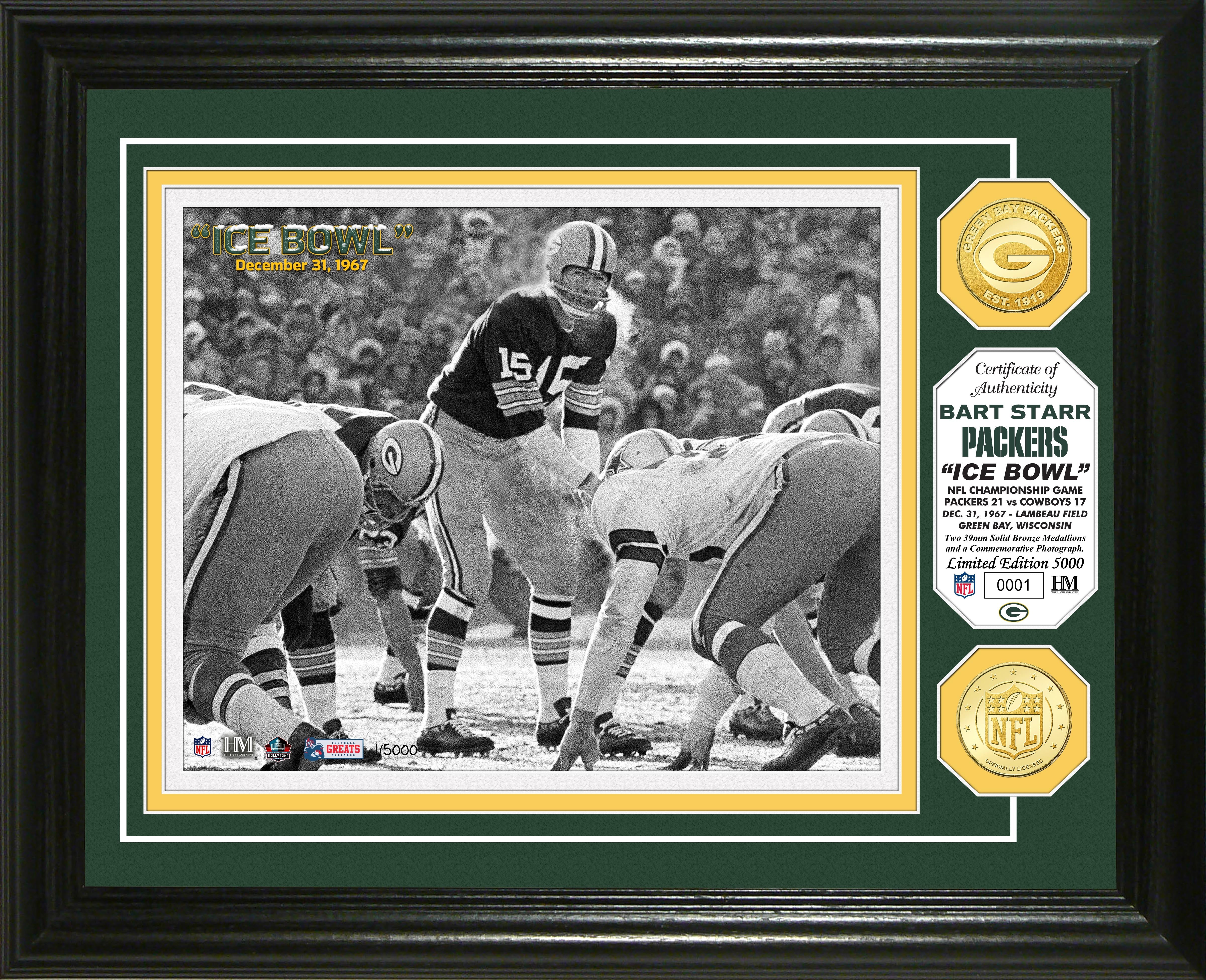 Bart Starr "Ice Bowl" Bronze Coin Photo Mint