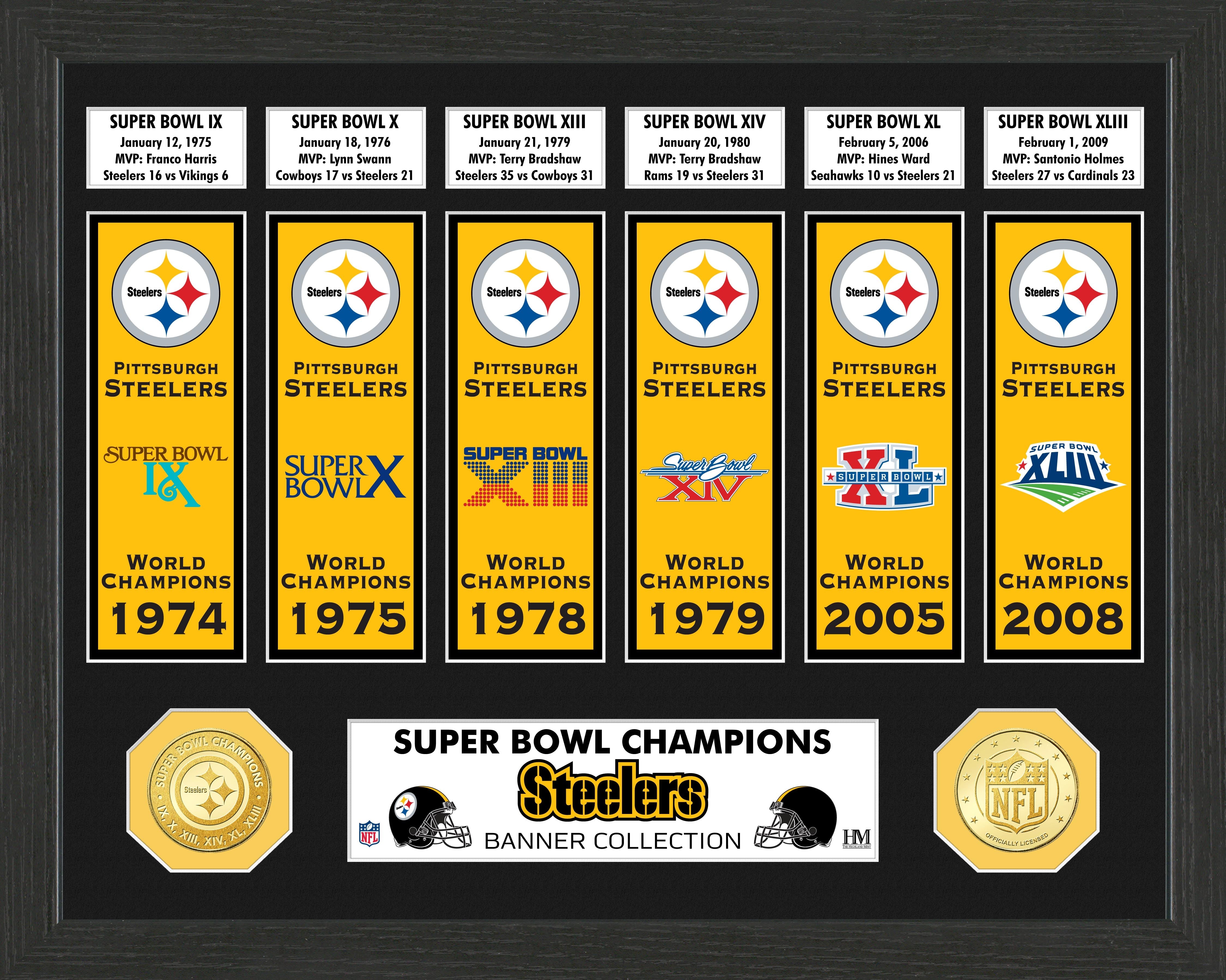 Pittsburgh Steelers Super Bowl Banner Collection Photo Mint