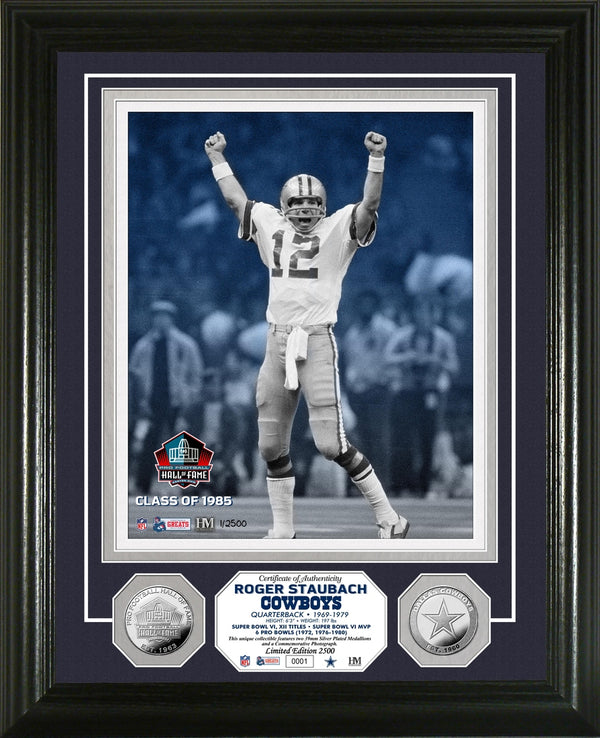Roger Staubach Pro Football Hall of Fame Silver Coin Photo Mint