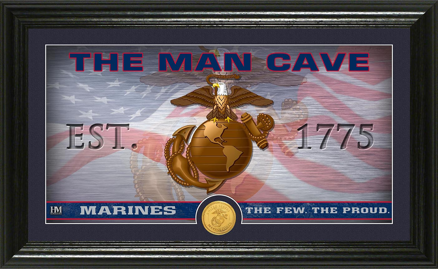 Marines Flag Man Cave Bronze Coin Photo Mint