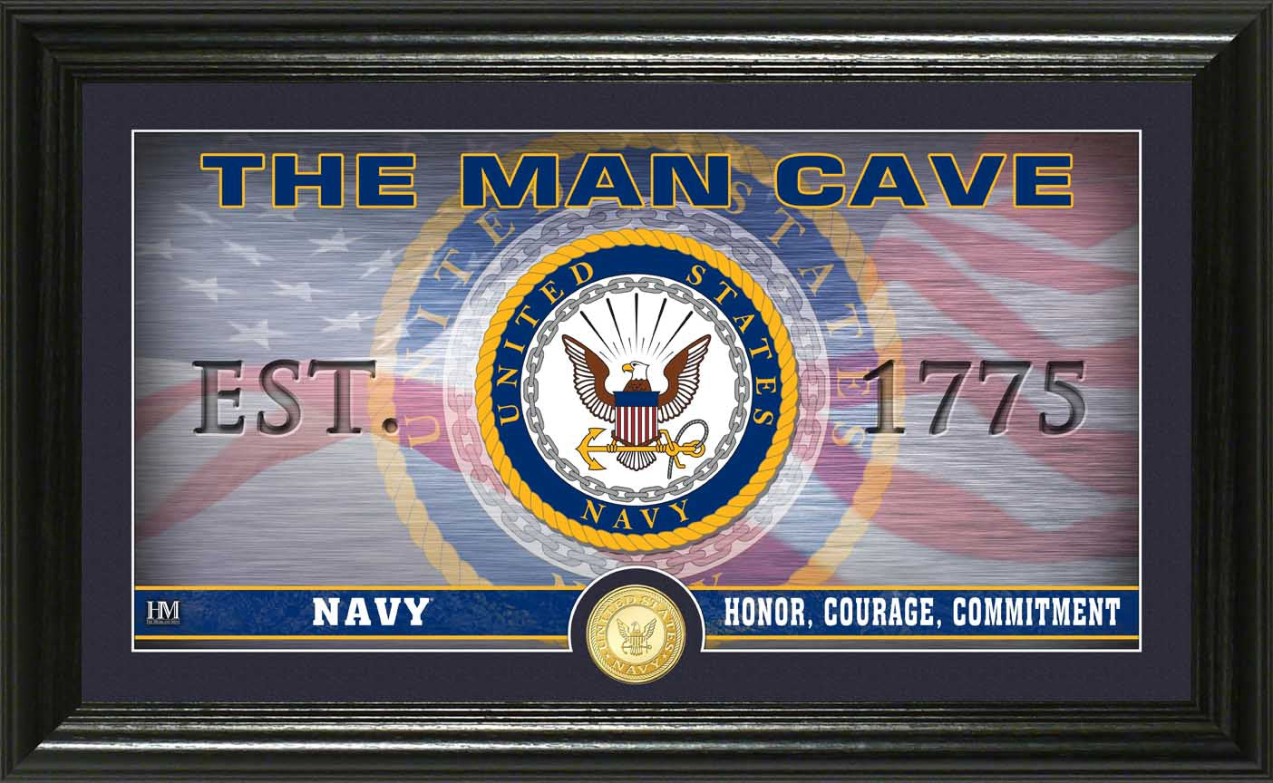 Navy Flag Man Cave Bronze Coin Photo Mint