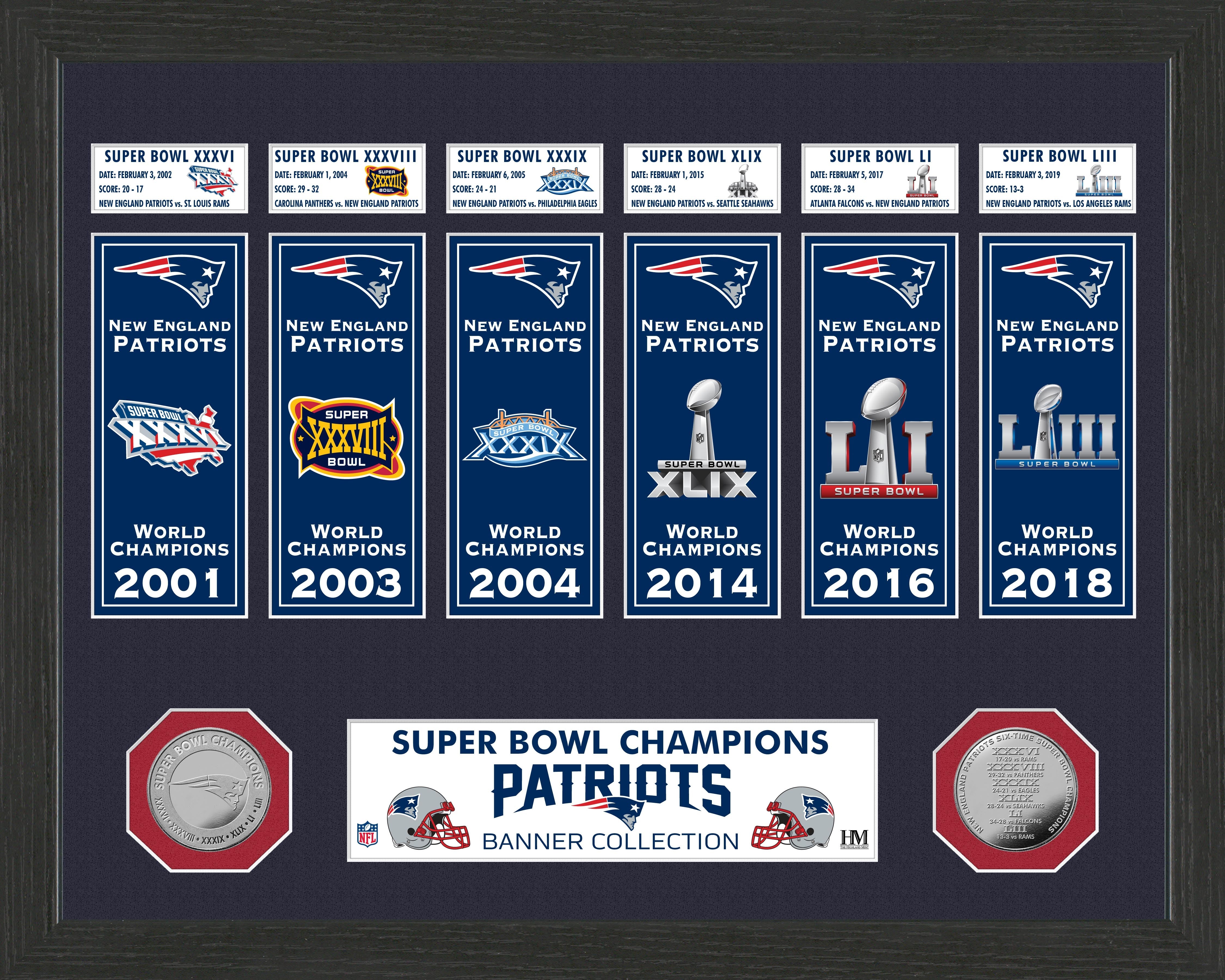 New England Patriots Super Bowl Banner Collection Photo Mint