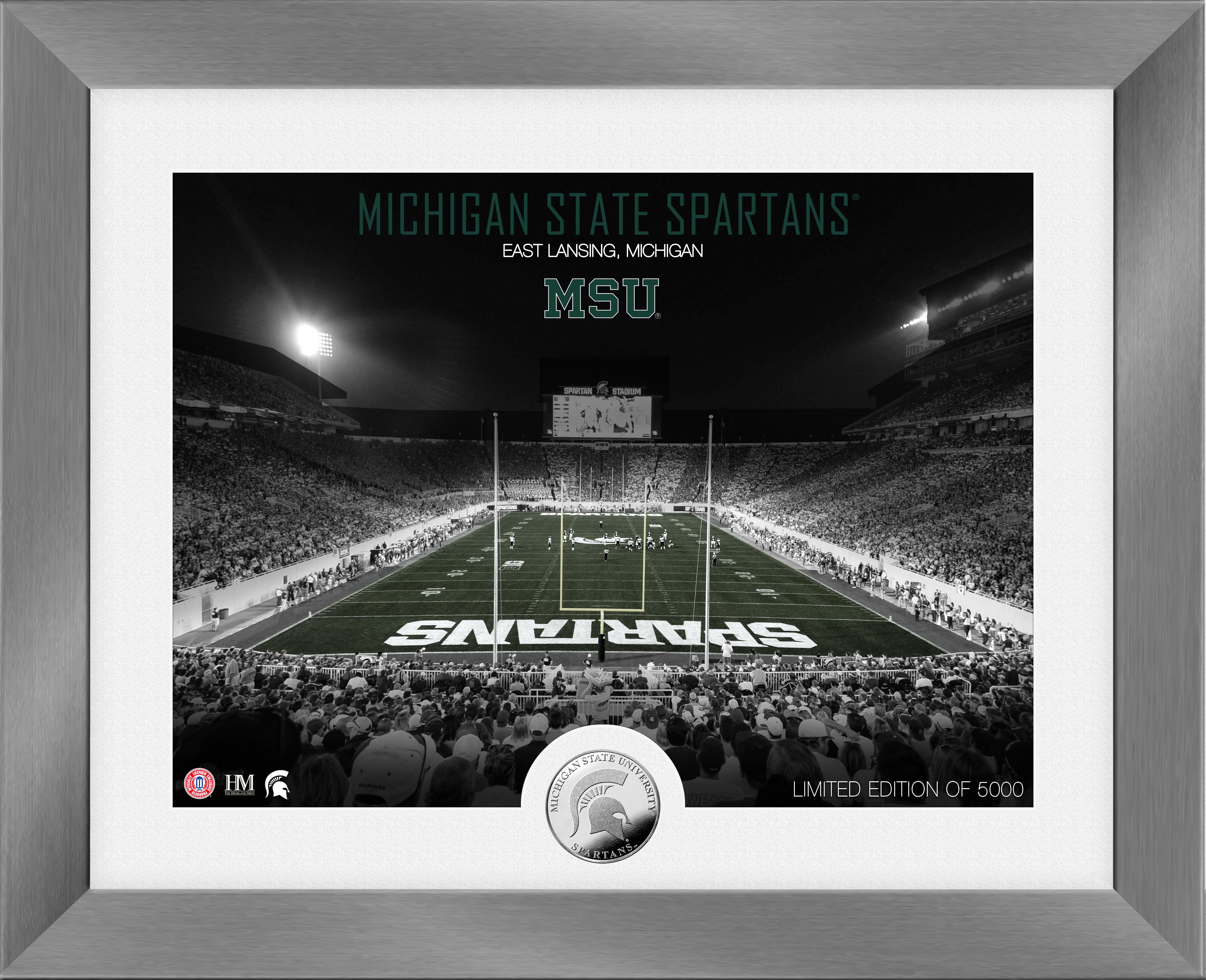 Michigan State Spartans Art Deco Stadium Silver Coin Photo Mint