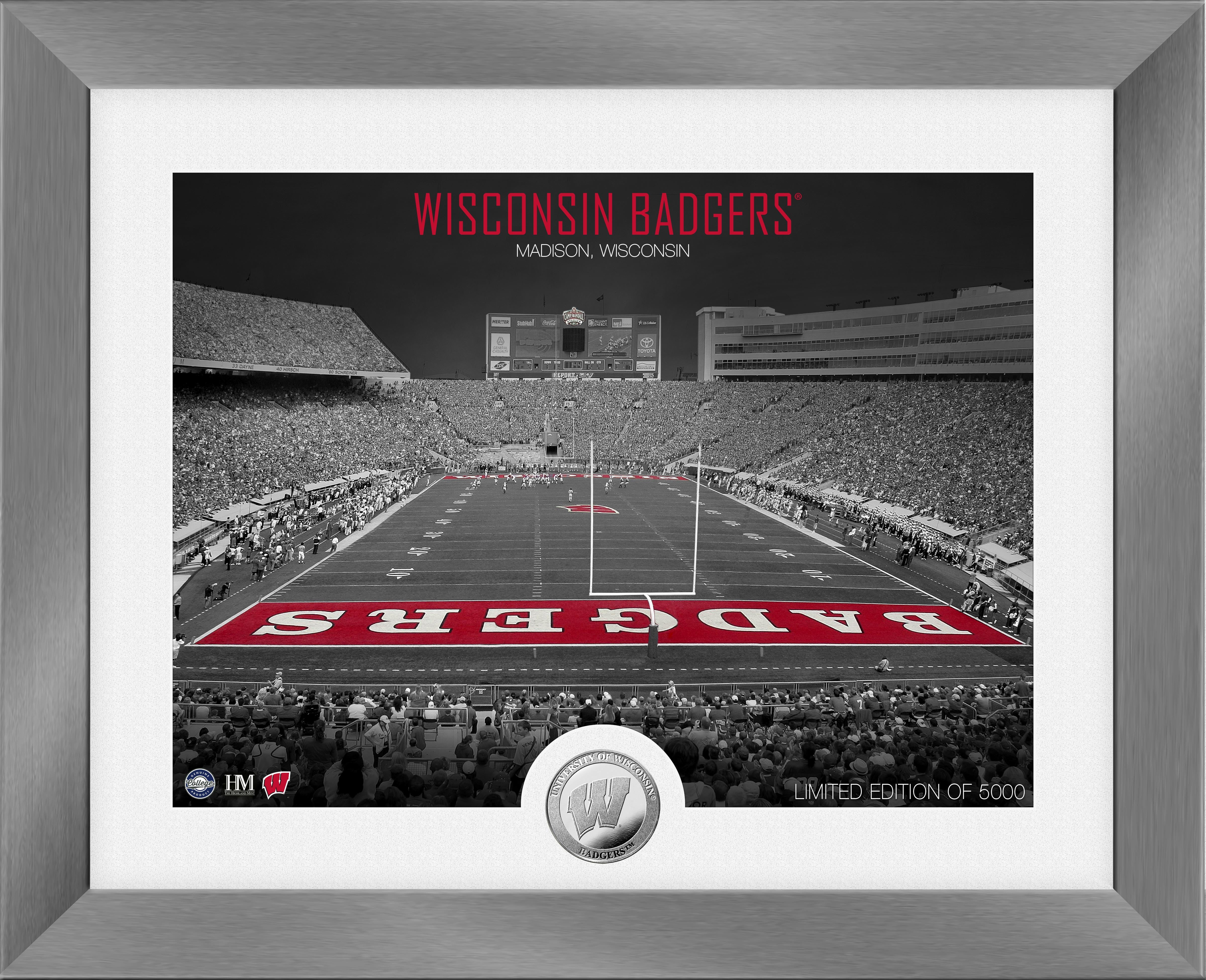 Wisconsin Badgers Art Deco Stadium Silver Coin Photo Mint
