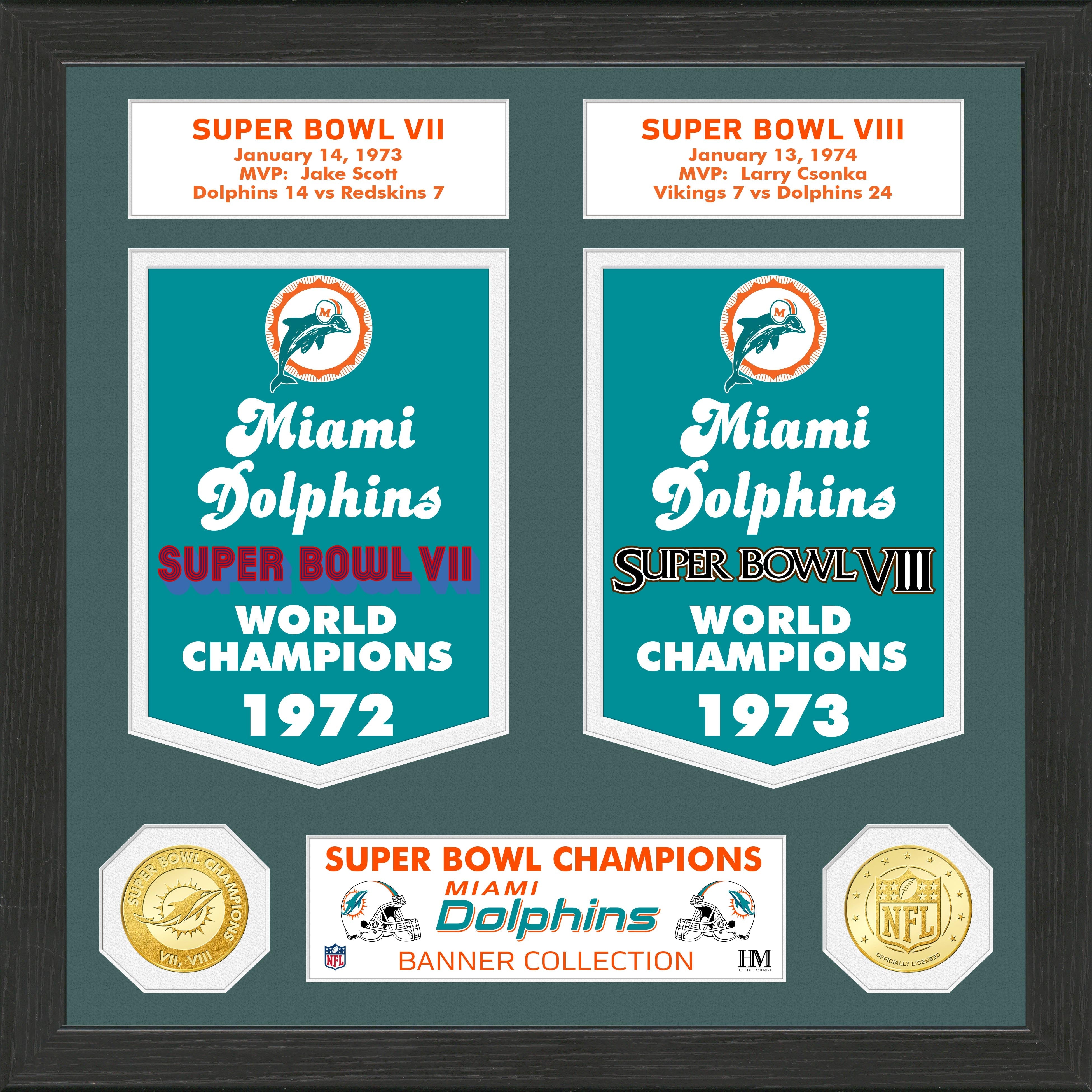 Miami Dolphins Super Bowl Banner Collection Bronze Coin Photo Mint