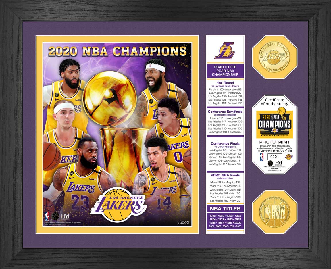 2020 NBA Finals Champions Banner Los Angeles Lakers Bronze Coin Photo Mint
