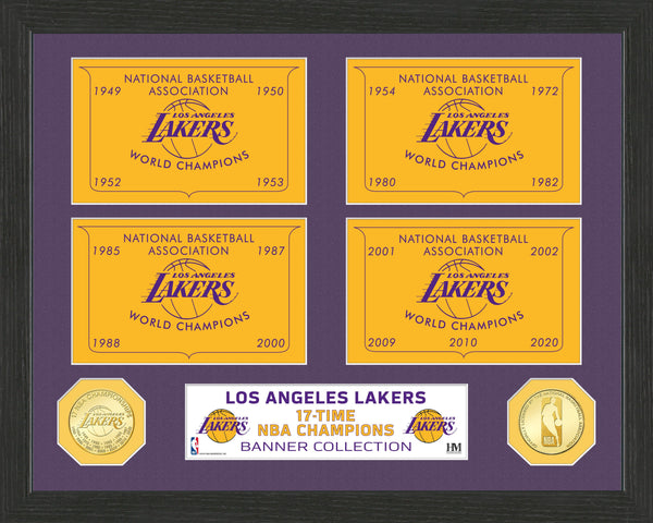 Los Angeles Lakers 17-Time Champions Bronze Coin Banner Collection