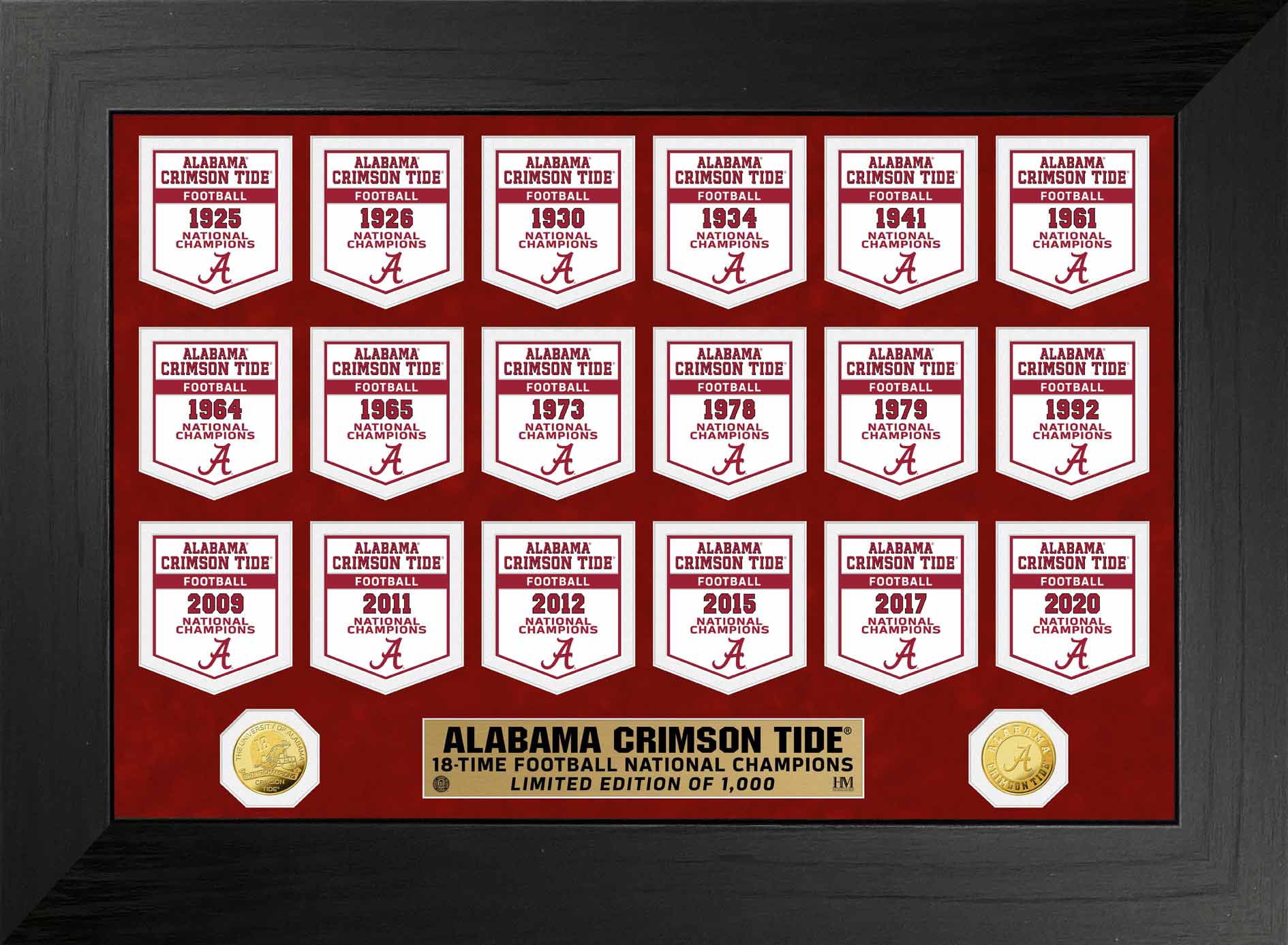 Alabama Crimson Tide Gold Coin Deluxe Banner Collection